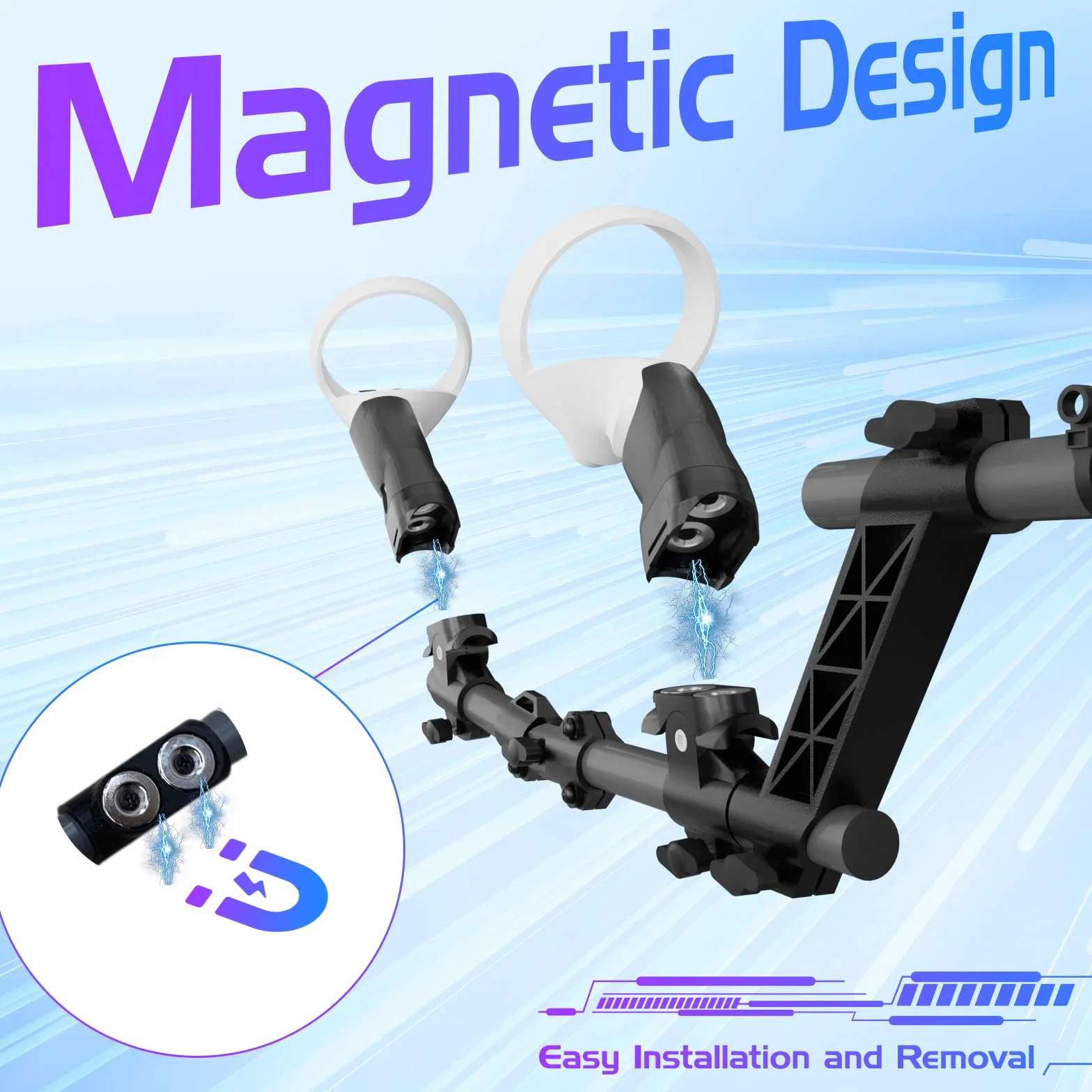 Magnetyczna kolba do pistoletu VR do Quest 2, uchwyt karabinowy VR, akcesoria do kontrolera zapasów, kompatybilne z MetaQuest 2, lekki i szybko zdejmowany magnetyczny adapter do pistoletu Quest2