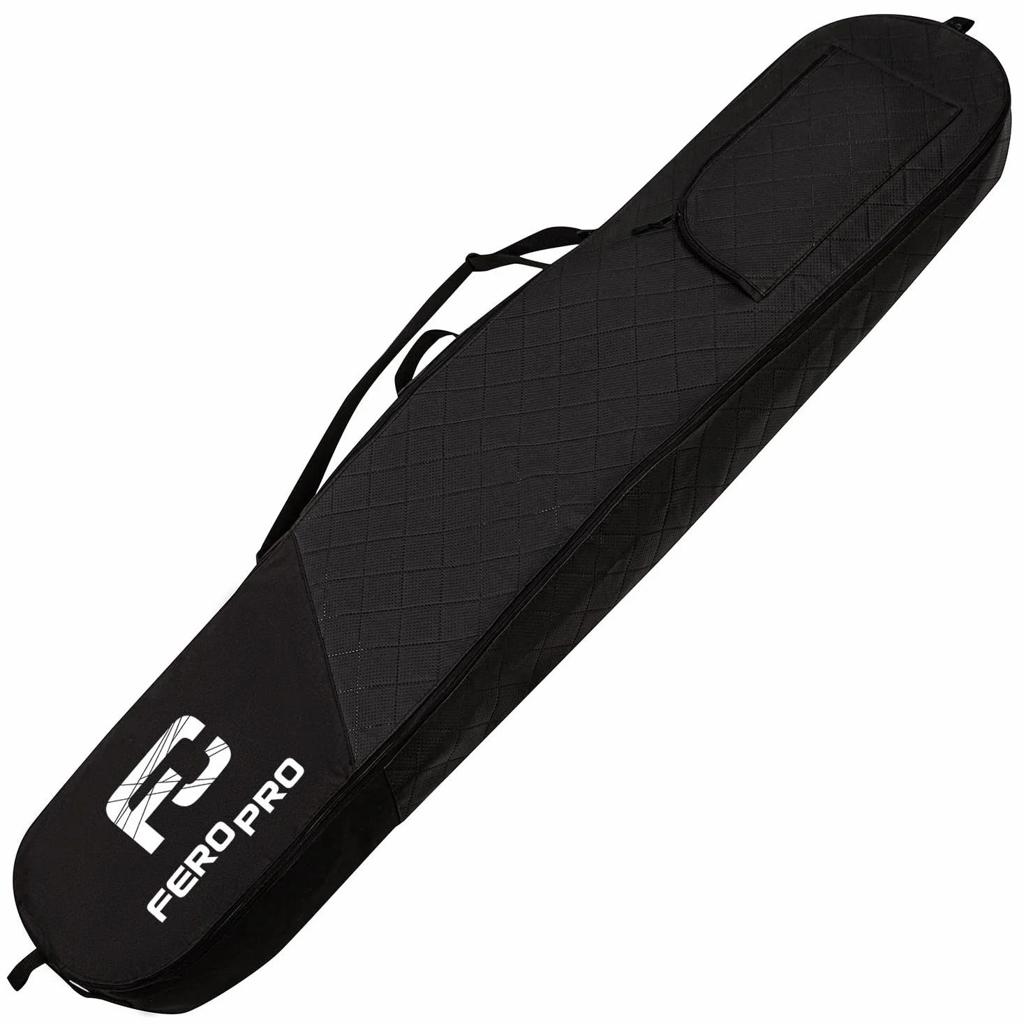 Ferocity Premium torba snowboardowa pokrowiec 170 cm z wodoodporną skórą ekologiczną z pasami do noszenia i ramieniem czarna pikowana Black Quilted Pik [051]