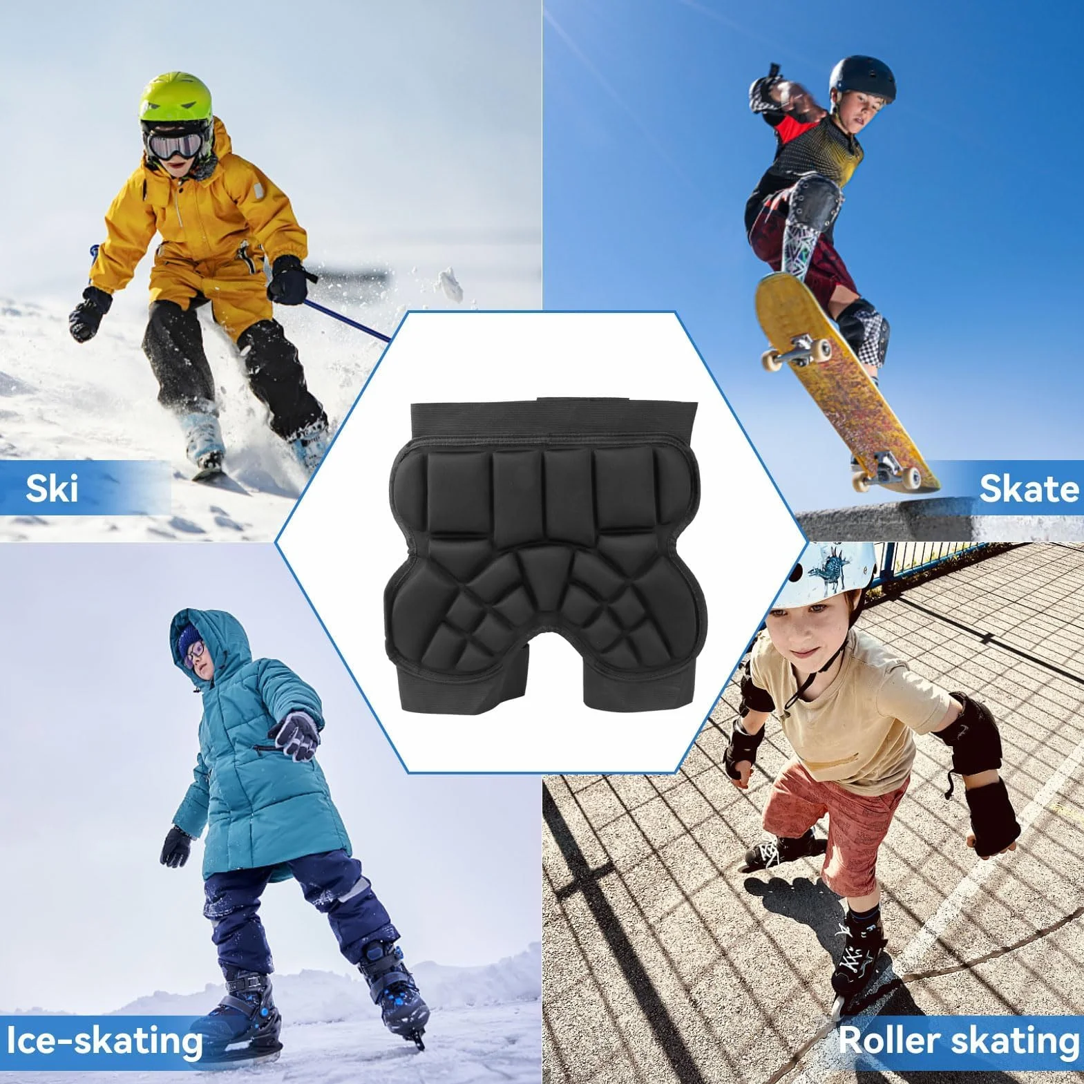 Dziecięce spodenki ochronne na biodra spodnie, dziecięce ochraniacze na deskorolkę na biodra ochraniacze dla nastolatków Snowboard Narciarstwo Łyżwiarstwo Jazda na rowerze