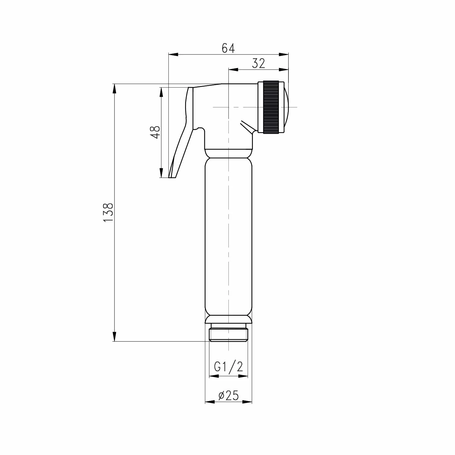 Ręczna Słuchawka Bidetowa WC/Bidet z Chromowanego Mosiądzu – Zestaw Soho Design z Zaworem Odcinającym, Uchwyt Ścienny, Wąż 120 cm, Gwint G1/2”