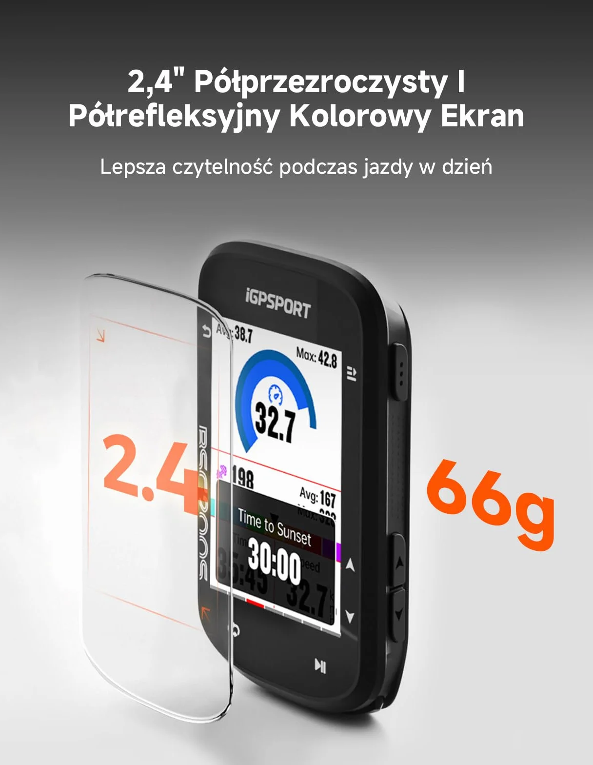 iGPSPORT BSC200S Licznik Rowerowy GPS, Kolorowy Ekran 2,4", IPX7, 100 Danych