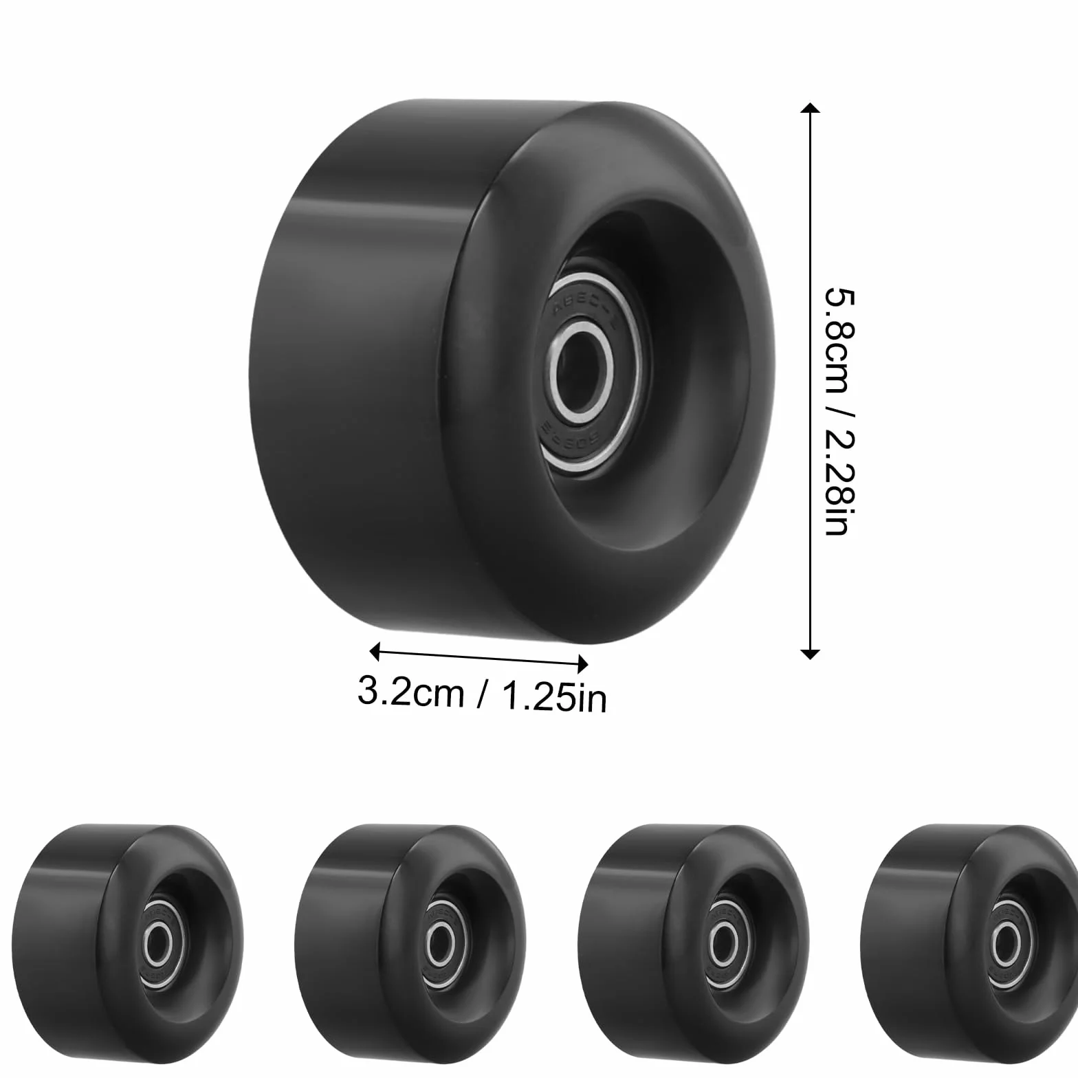 Koła do deskorolki 58 x 32 mm 82 A PU, dwurzędowe łożyska, zestaw 4 szt.