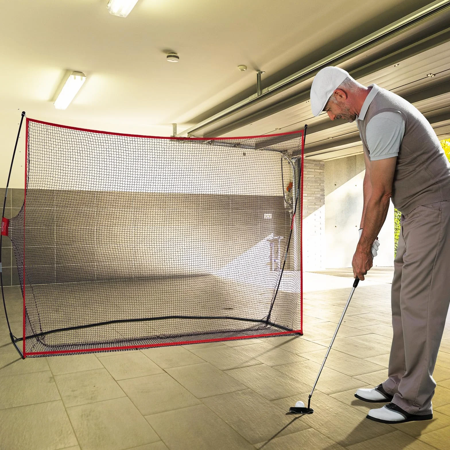 VEVOR Siatka do ćwiczeń golfowych, ogromna siatka golfowa 3,3 x 2,1 m, osobisty zasięg jazdy do użytku wewnątrz i na zewnątrz, przenośna domowa siatka do gry w golfa z solidną ramą z włókna szklanego