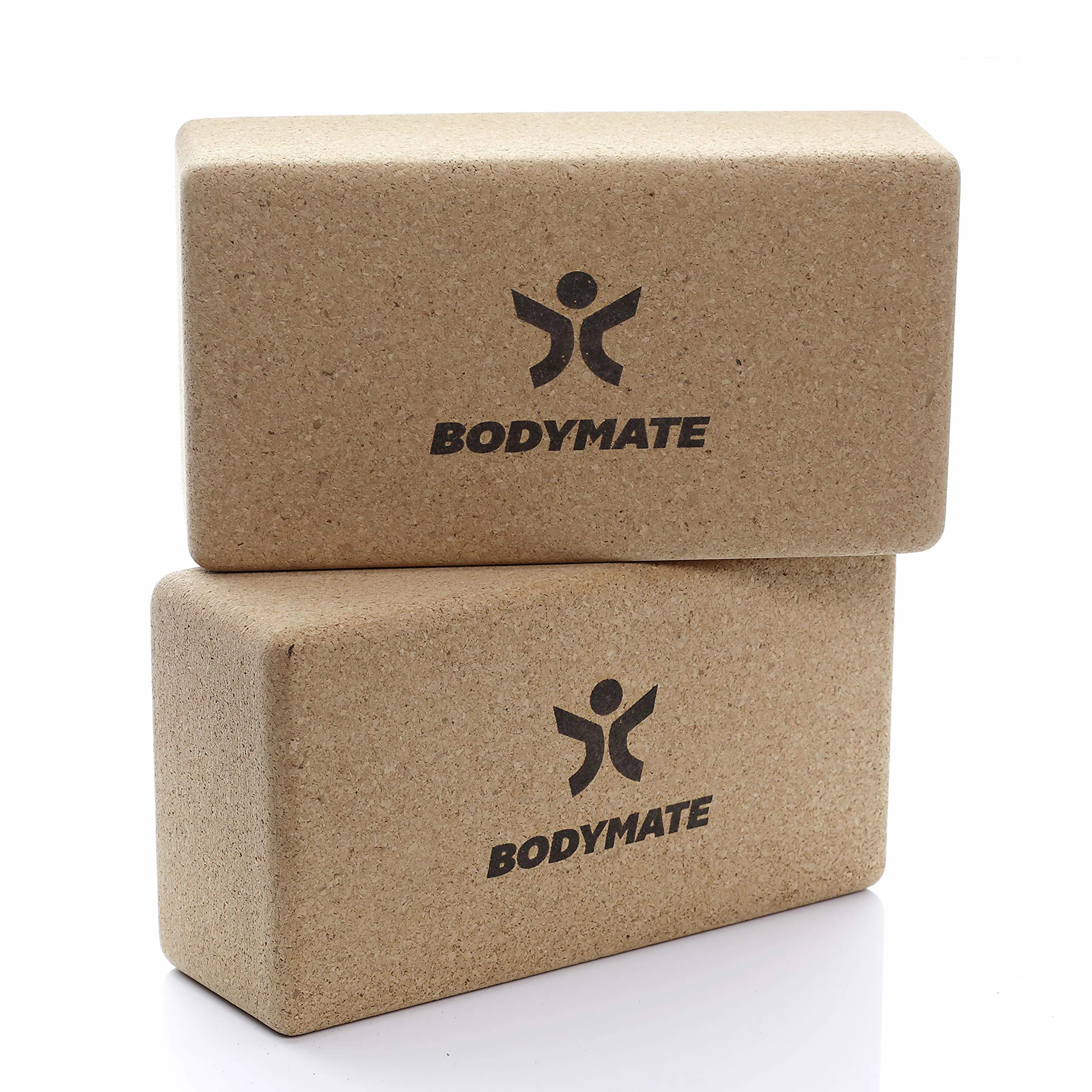 BODYMATE – kostki do jogi z korka – zestaw 2 szt., z naturalnego, w 100% ekologicznego korka – do asan, medytacji, ćwiczeń relaksacyjnych, dla początkujących i profesjonalistów – 22 x 12 x 7,5 cm