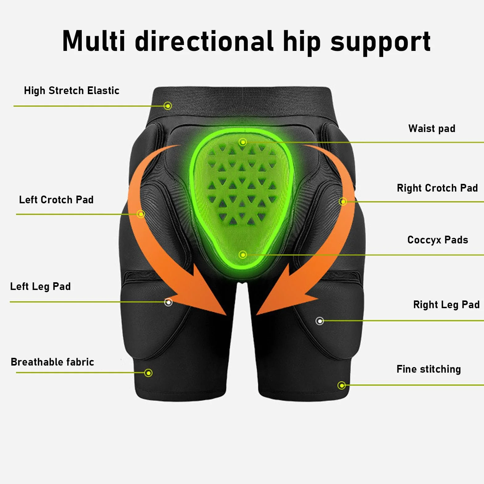 Snowboard Butt Pad 3 Warstwy Oddychające Ochronne 3D Wyściełane Spodnie z Kością Ogonową (L)