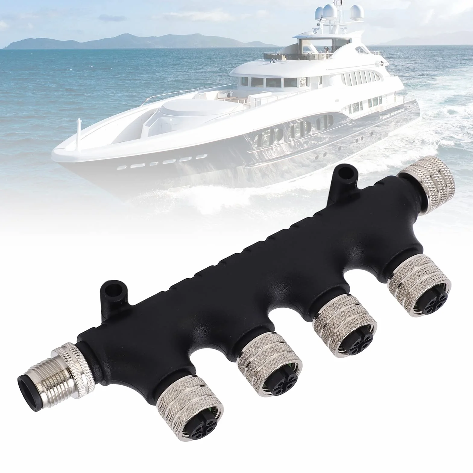 Wieloportowe Złącze Typu T NMEA 2000, 4-portowe Wieloportowe Złącze Typu T NMEA 2000 5-stykowe Szkieletowe Kable Odgałęźne 4-portowy Wieloportowy Terminator Trójnikowy do Sieci