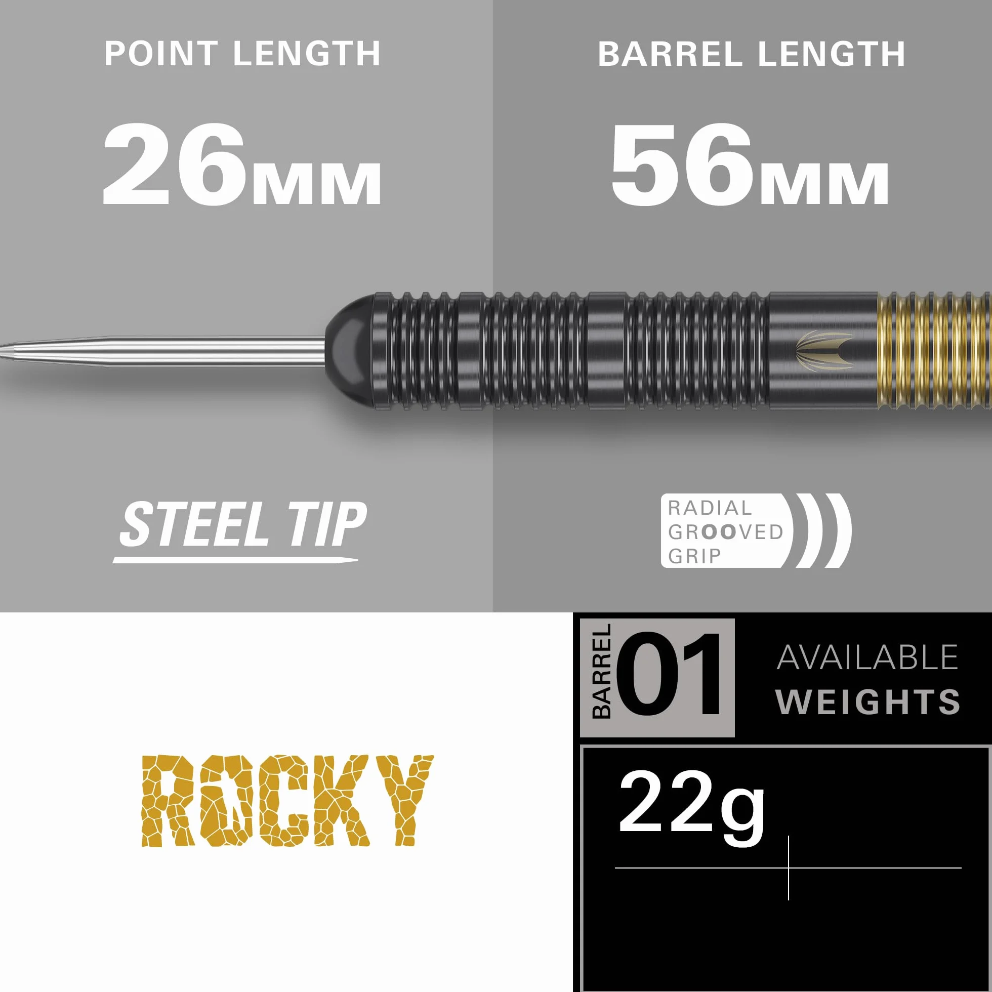 Target Darts Josh Rock Steel Tip Darts, 22G Brass Darts, | Zestaw rzutek Nickel Fixed Point, rzutki dla graczy ze stałymi końcówkami z czarnej stali, profesjonalne akcesoria do rzutek i etui na rzutki