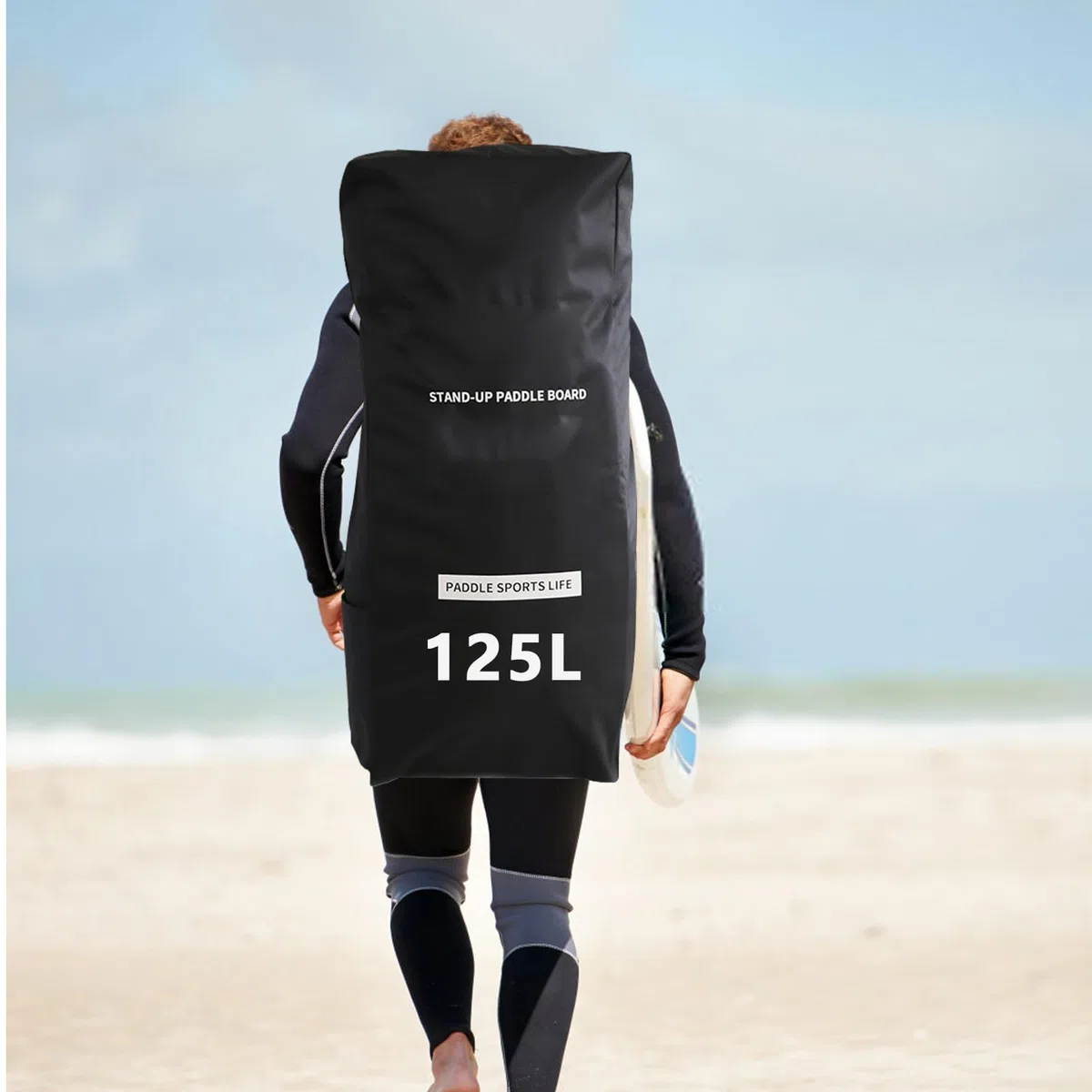 Paddleboard plecak, 125 l, torba z wyściółką z pianki, wodoszczelny, regulowany, do nadmuchiwanej deski