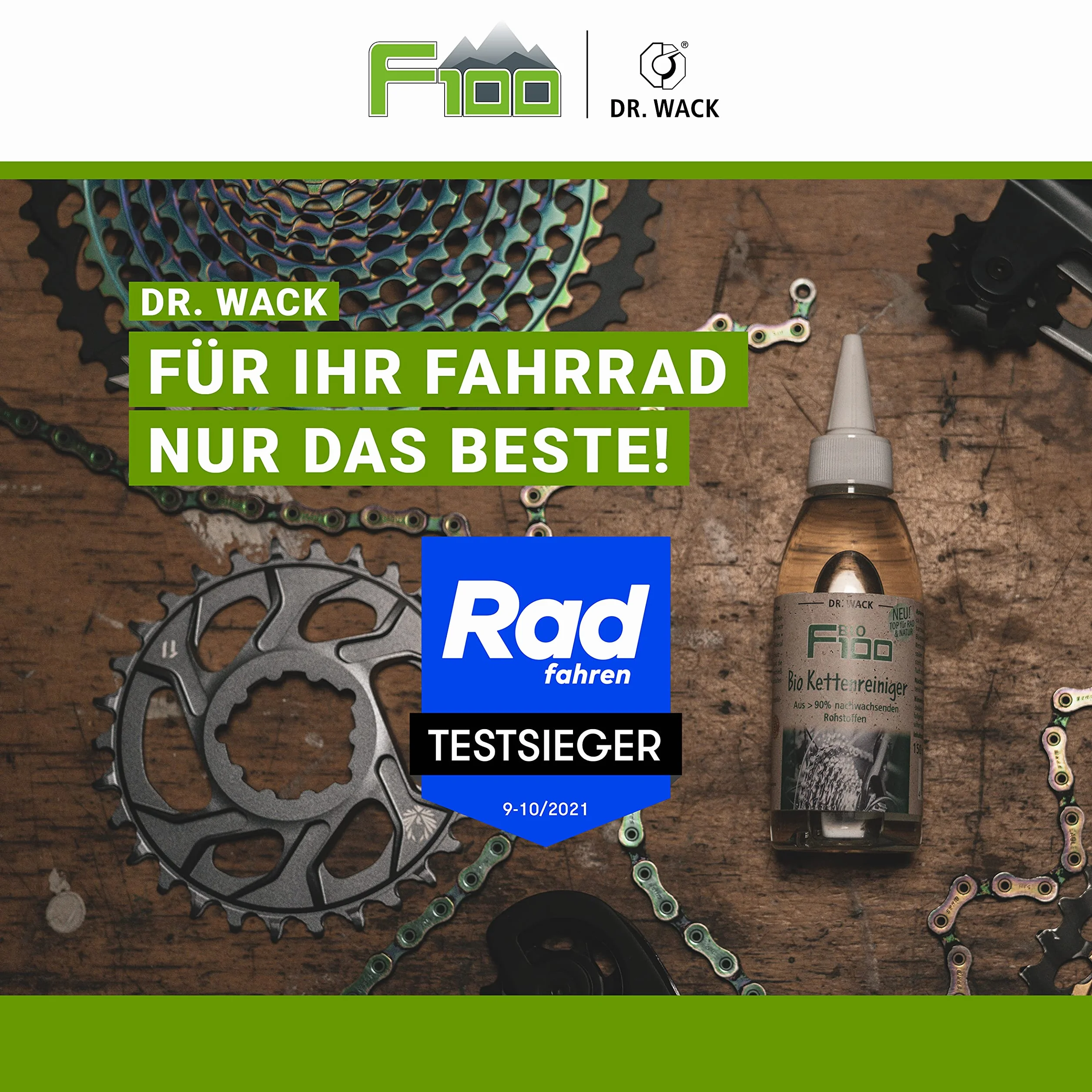 DR. WACK F100 Bio środek do czyszczenia łańcuchów rowerowych 100 ml – skuteczne czyszczenie łańcucha – ochrona przed zużyciem – ekologiczny środek czyszczący do wszystkich rowerów – wysokiej jakości