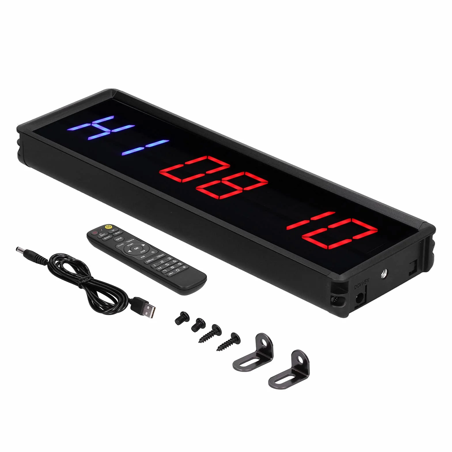 Gym Ultra Clear LED interwałowy timer – Multi Scenes Count Down Up zegar z metalowym stoperem, cyfrowy wyświetlacz, stoper, do treningu na ścianie, z pilotem zdalnego sterowania, do domu, na siłownię
