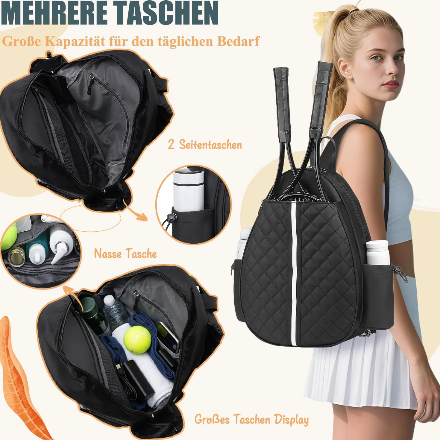 Plecak tenisowy wodoszczelny na rakietę tenisową Padel badmintona