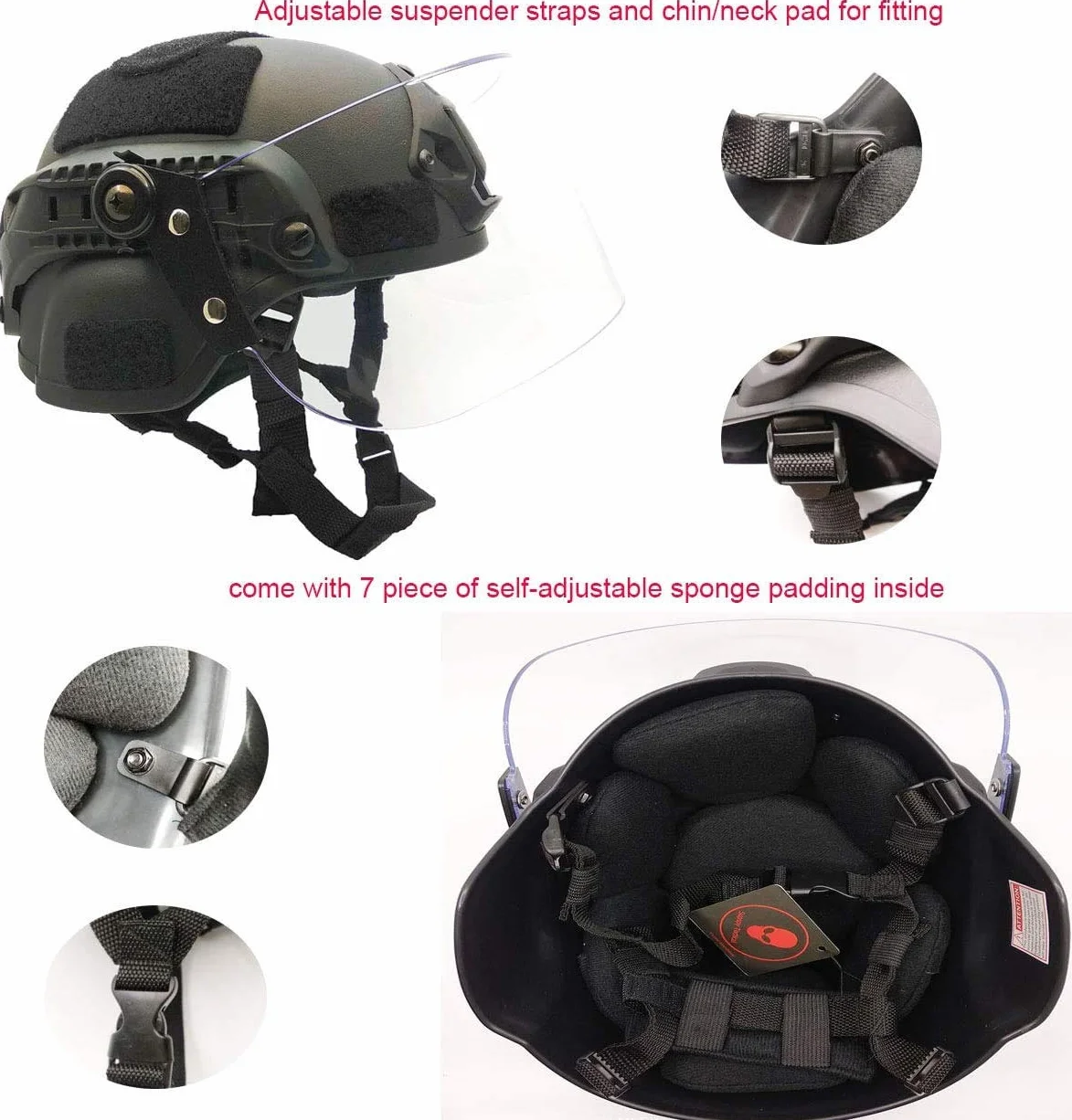 Airsoft MICH 2000 ACH kask taktyczny z przezroczystym wizjerem NVG i szyną boczną