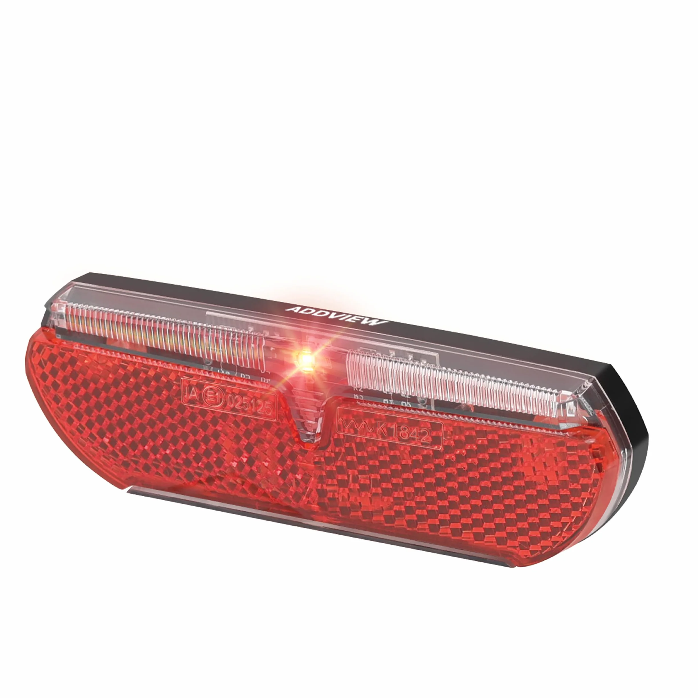 ADDVIEW Swallow E Bike tylne światło – tylne światło LED do roweru 6-12 V DC z certyfikatem StVZO 80 mm do montażu w stojaku IP65, wodoodporna, kompaktowa konstrukcja, widoczność 40 m reflektor Z
