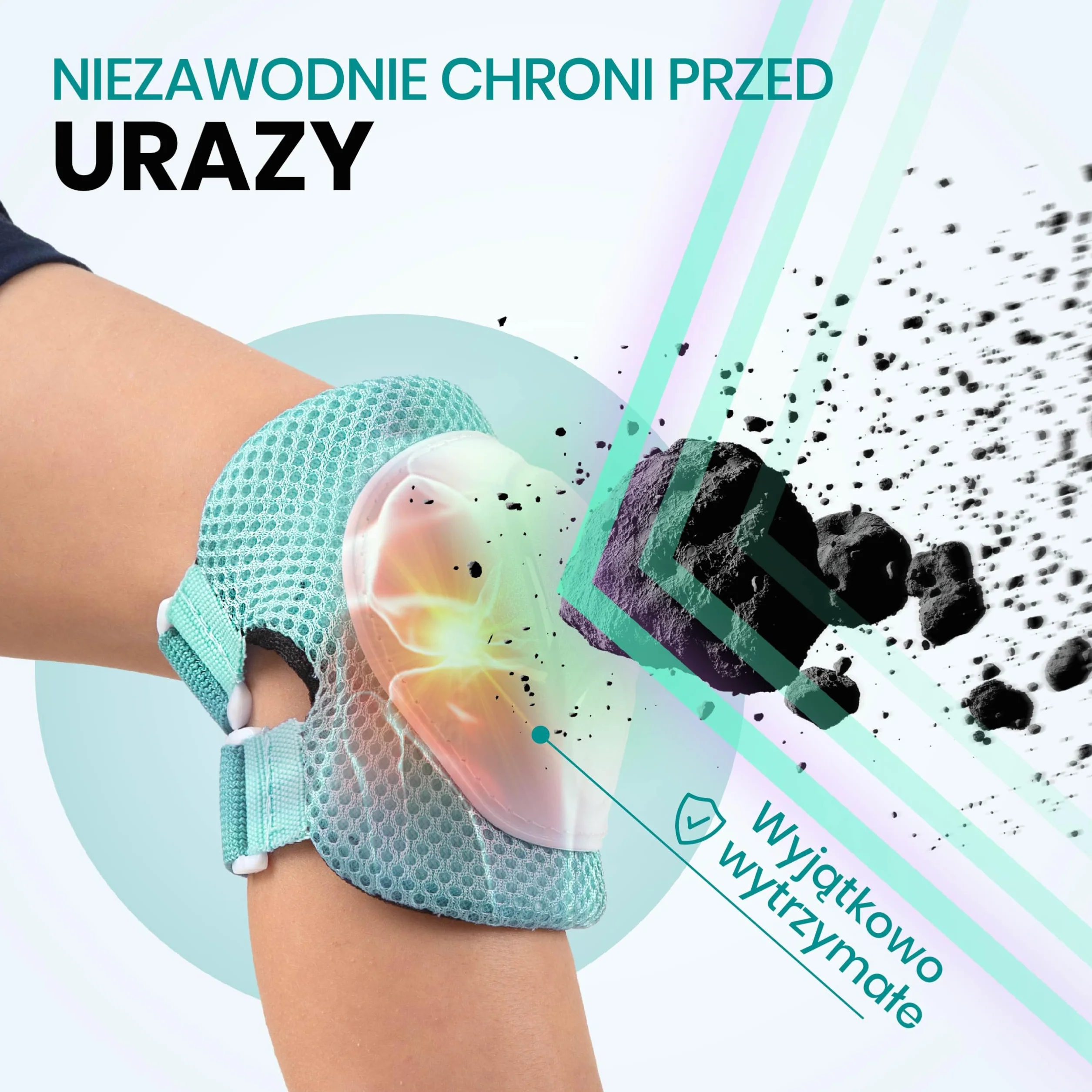 99FLIPS FLASH Miętowe Ochraniacze na Rolki dla Dzieci od 3 lat XS Zestaw 6 el z Certyfikatem GS TÜV Rheinland Nakolanniki i Nałokietniki Dziecięce