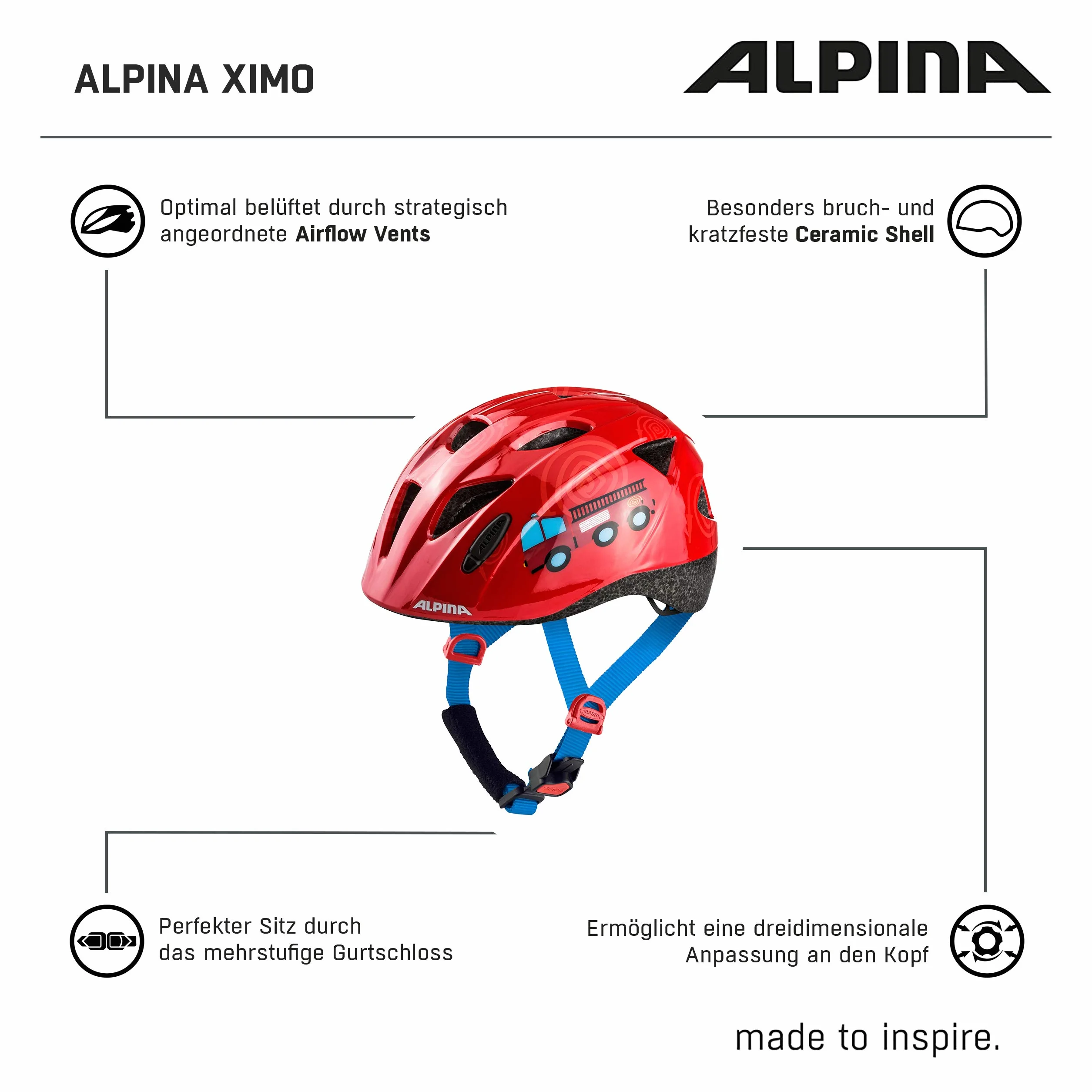 ALPINA XIMO kask rowerowy, uniseks, dla dzieci, kolor pomarańczowo-rabbitowy, 47-51 cm
