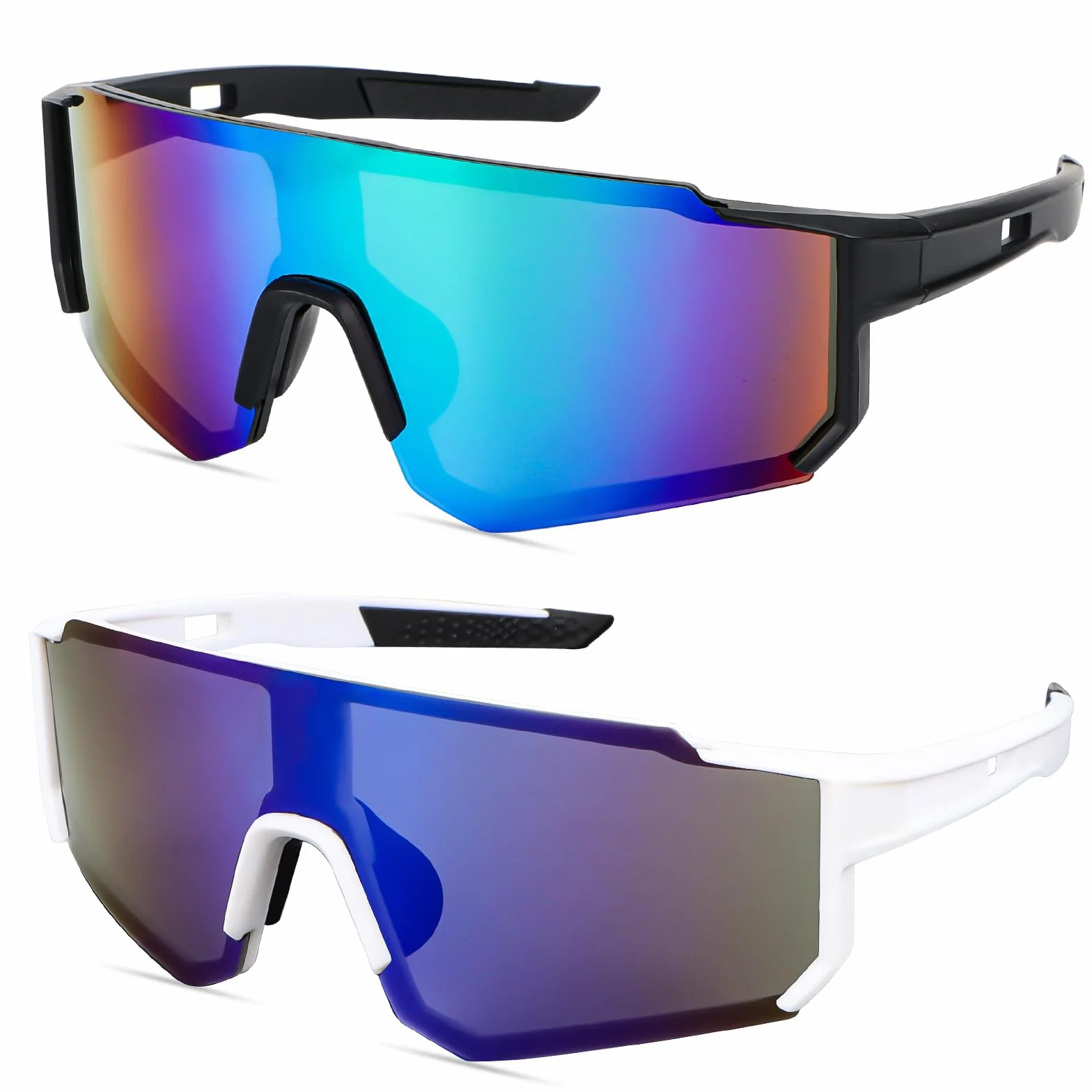 MplehDa Sportowe okulary przeciwsłoneczne, rowerowe, męskie, damskie, 2 pary polaryzacyjnych okularów przeciwsłonecznych, UV 400, wiatroszczelne, ochronne, do aktywności na świeżym powietrzu