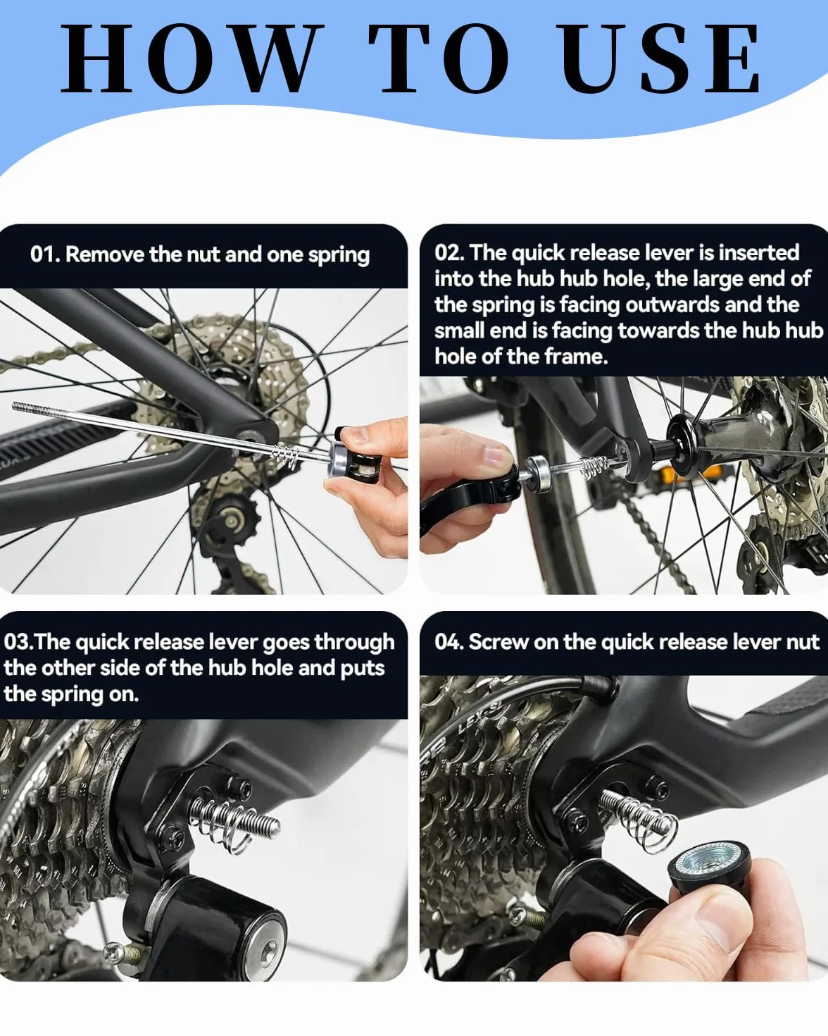 2 pary szybkozłączek rowerowych, rower przedni i tylny, szybkie uwolnienie roweru, szybkie uwolnienie MTB rower szosowy rower górski