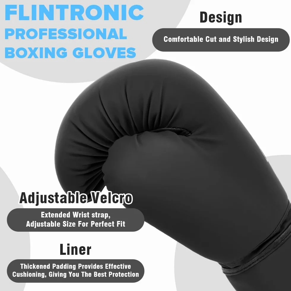 Flintronic Rękawice bokserskie, rękawice bokserskie, rękawice bokserskie, tajskie rękawice bokserskie dla kobiet i mężczyzn, do Muay Thai, MMA, sportów walki, kickboxingu, sparingów