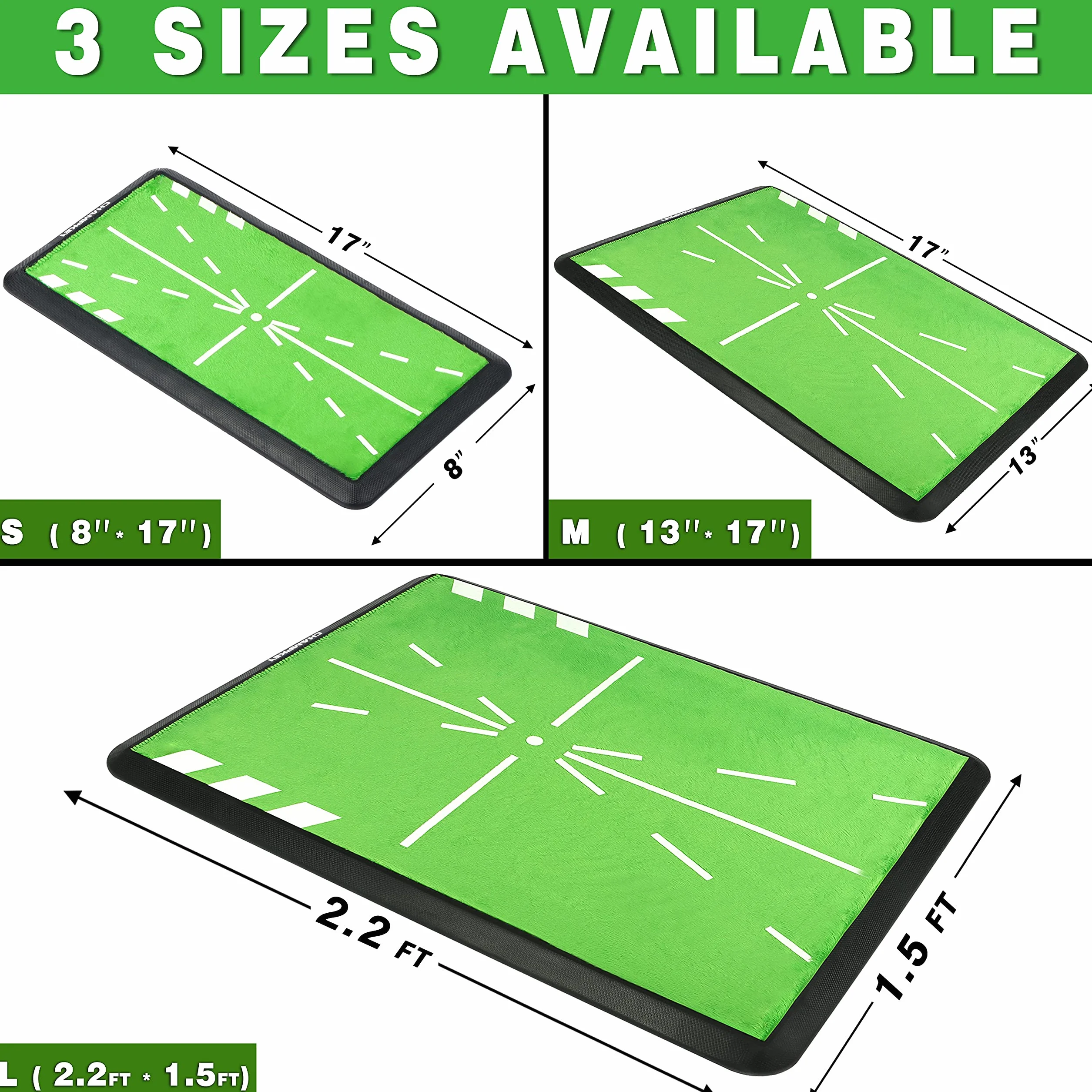 CHAMPKEY 20 cm x 43 cm Premium Impact mata golfowa ulepszona wersja | Path Feedback mata do ćwiczeń golfowych | zaawansowane prowadnice i gumowy spód mata do uderzania w golfa