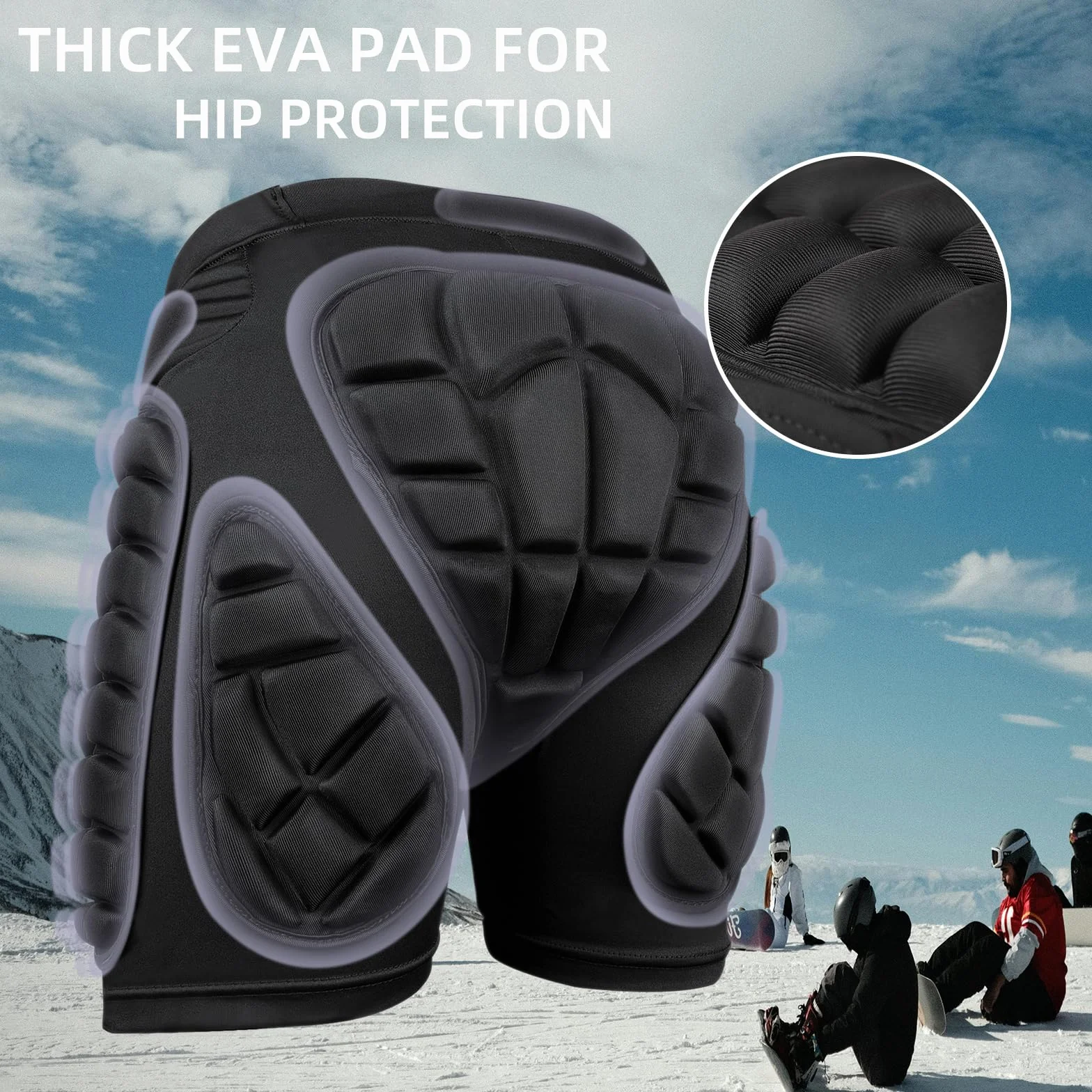 Cienfy Wyściółka biodrowa 3D z pianki EVA, wyściełane szorty Crash-Pad Impakthose do jazdy na nartach, łyżwach, snowboardzie i deskorolce