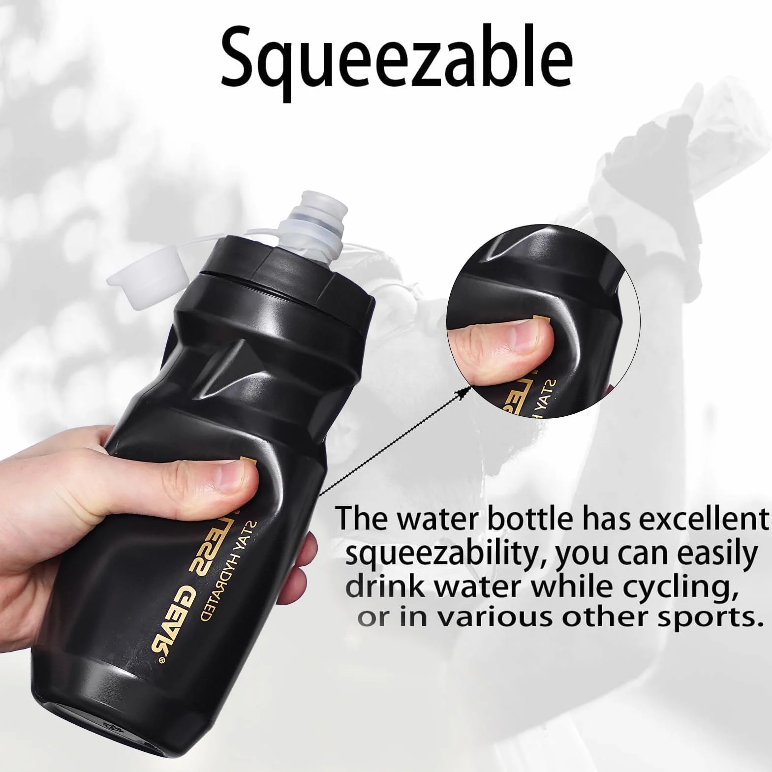 Koszyk na bidon OSIGEI z butelką rowerową 21 Oz, uchwyt na bidon ze śrubami - bidon bez BPA do roweru, roweru szosowego, górskiego, elektrycznego (czarny)