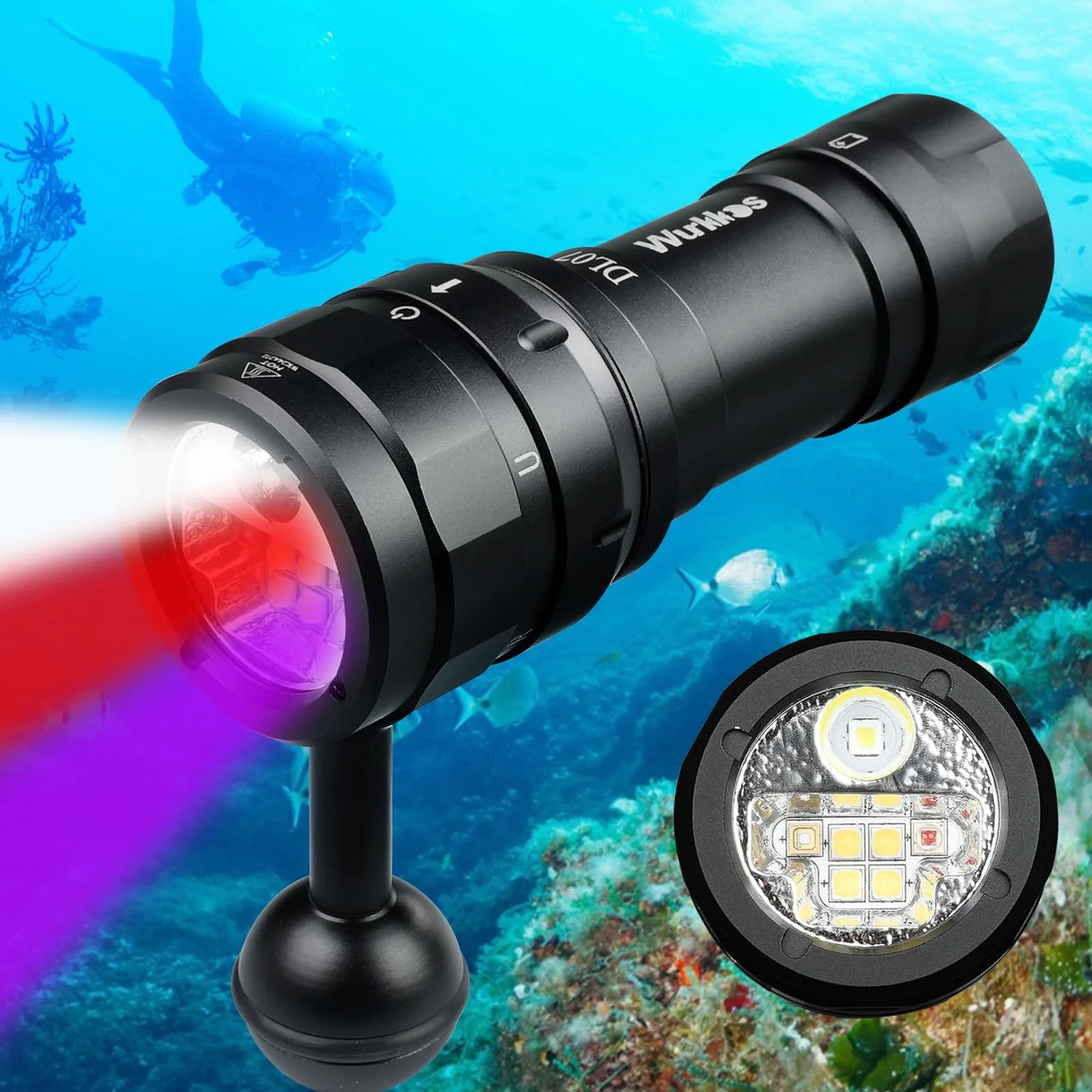 Wurkkos DL07 Lampa do Nurkowania 3000 Lumenów LED Latarka 100m Podwodne Oświetlenie Fotograficzne USB