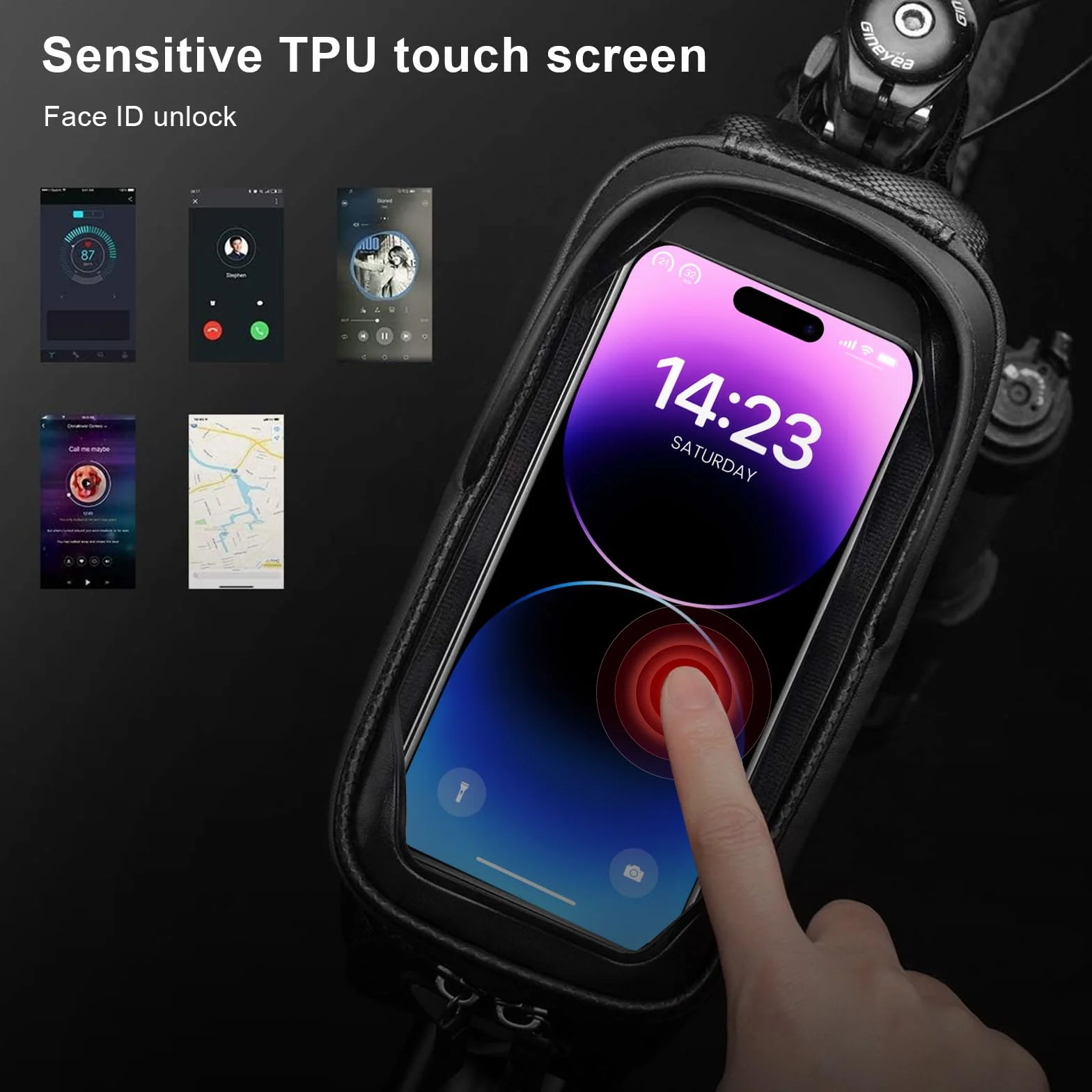 Torba Rowerowa na Ramę z Ekranem Dotykowym, Wodoodporna Sakwa na Telefon do 7,2" - Duża Pojemność, Osłona Przeciwsłoneczna 3D, Paski Antypoślizgowe - Dla Rowerów Górskich/Szosowych