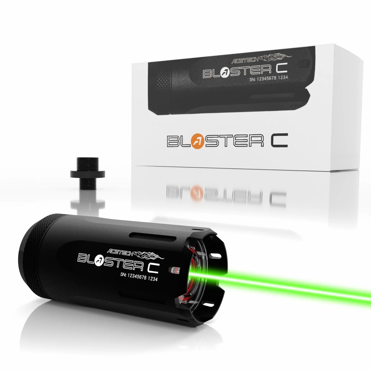 ACETECH Urządzenie Tracer Blaster C do gier Airsoft, symulacja MuzzleFlash, z gwintem M14 CCW lub M11 CW, odpowiednia do zielonych kulek Tracer.