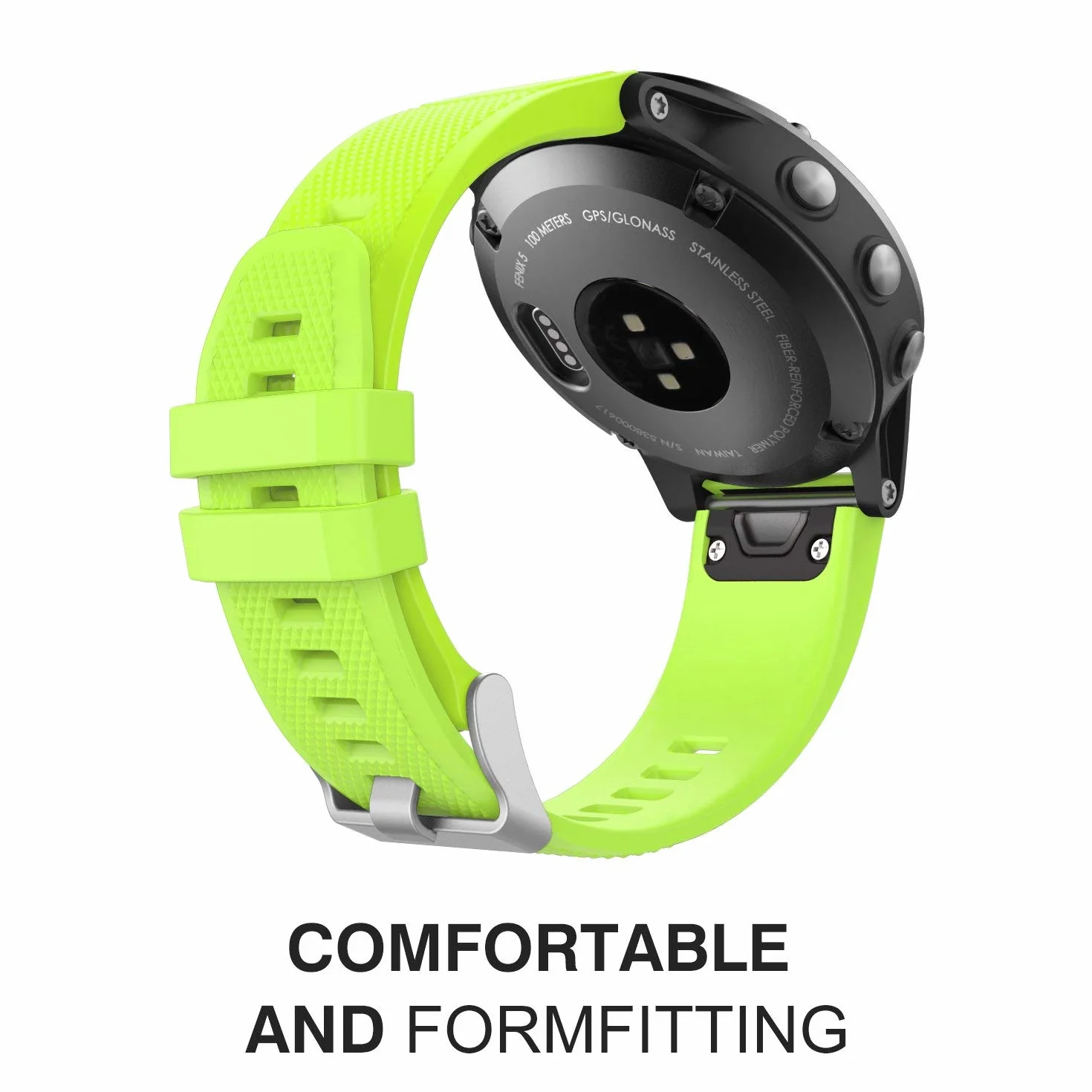 MoKo Silicone Replacement Sport Watch Band 22mm for Garmin Fenix 7/7 Pro/6/6 Pro/5/5 Plus/Forerunner 965/955/945/Instinct Solar/Instinct 2, Green