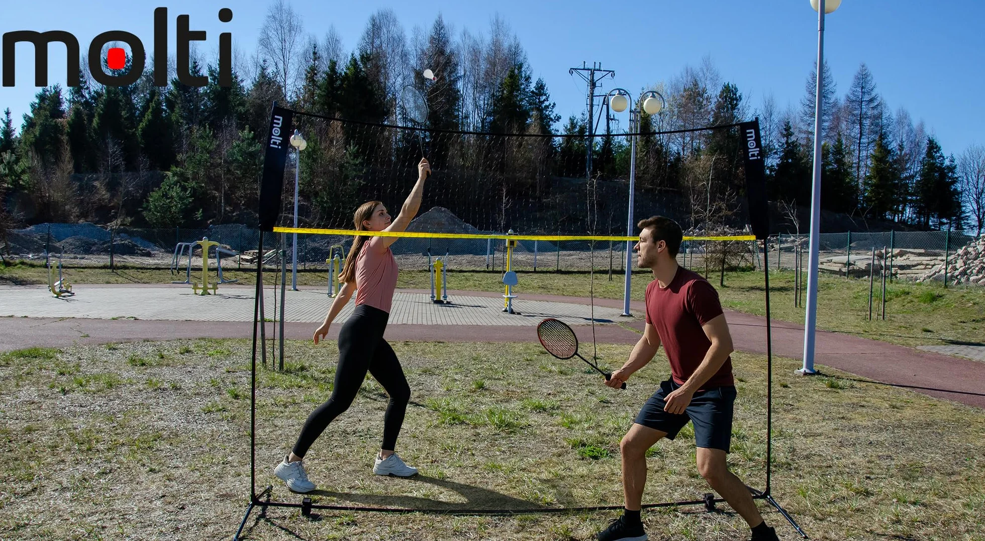 molti Siatka do badmintona, siatkówki, tenisowa, przenośna, z regulacją wysokości, przenośna siatka sportowa 3 w 1, zestaw do tenisa, siatkówki plażowej, ogrodu, parku, wewnątrz i na zewnątrz