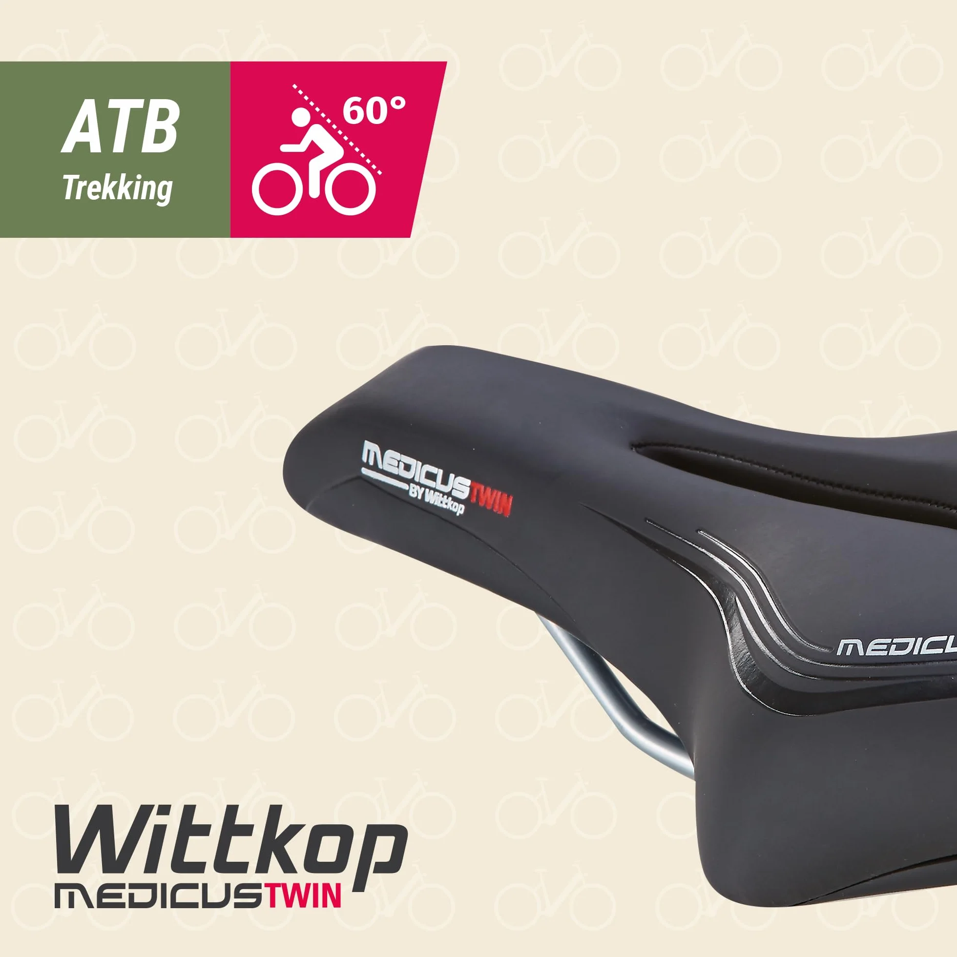 Wittkop Medicus Twin 1.0 siodełko trekkingowe | siodełko rowerowe | wkładka żelowa i amortyzacja elastomerowa | 5-strefowa tapicerka | czarne