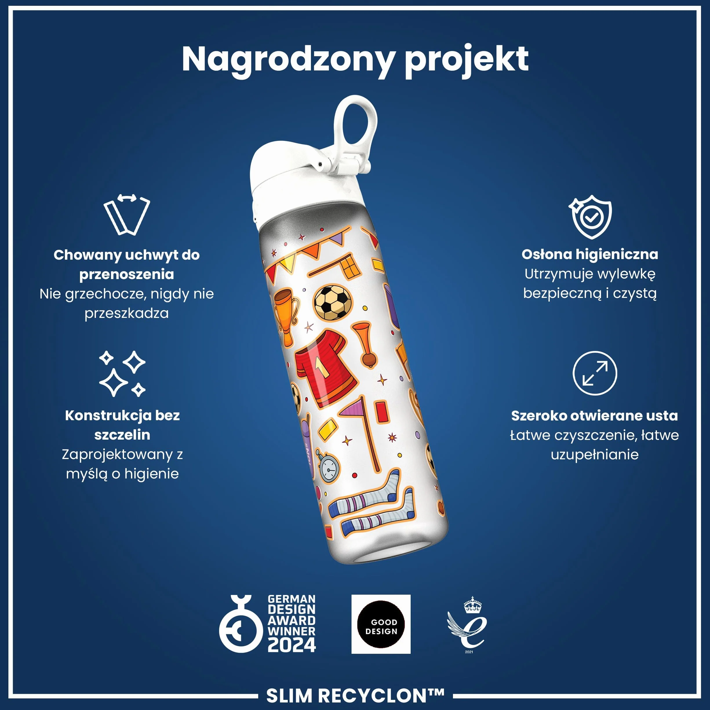 ION8 Butelka na Wodę 500 ml Szczelna Bez BPA Łatwe Czyszczenie