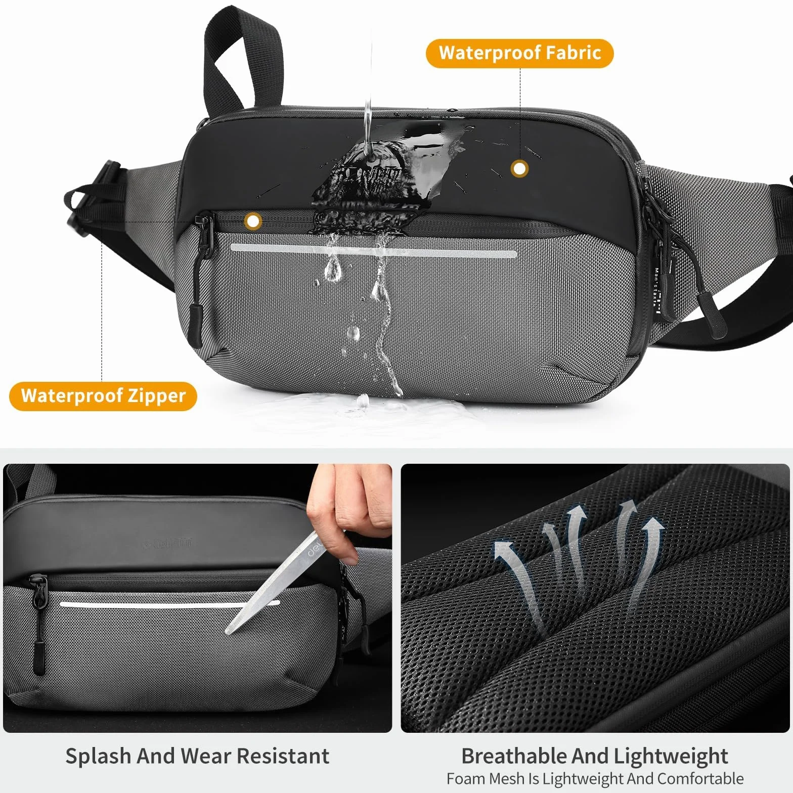 Huntvp Torba nerka dla mężczyzn i kobiet sportowa torba na ramię Fanny Pack Bag z regulowanym paskiem Unisex Rozszerzalna wodoodporna torba na ramię do pieszych wycieczek kolarskich Trekking na