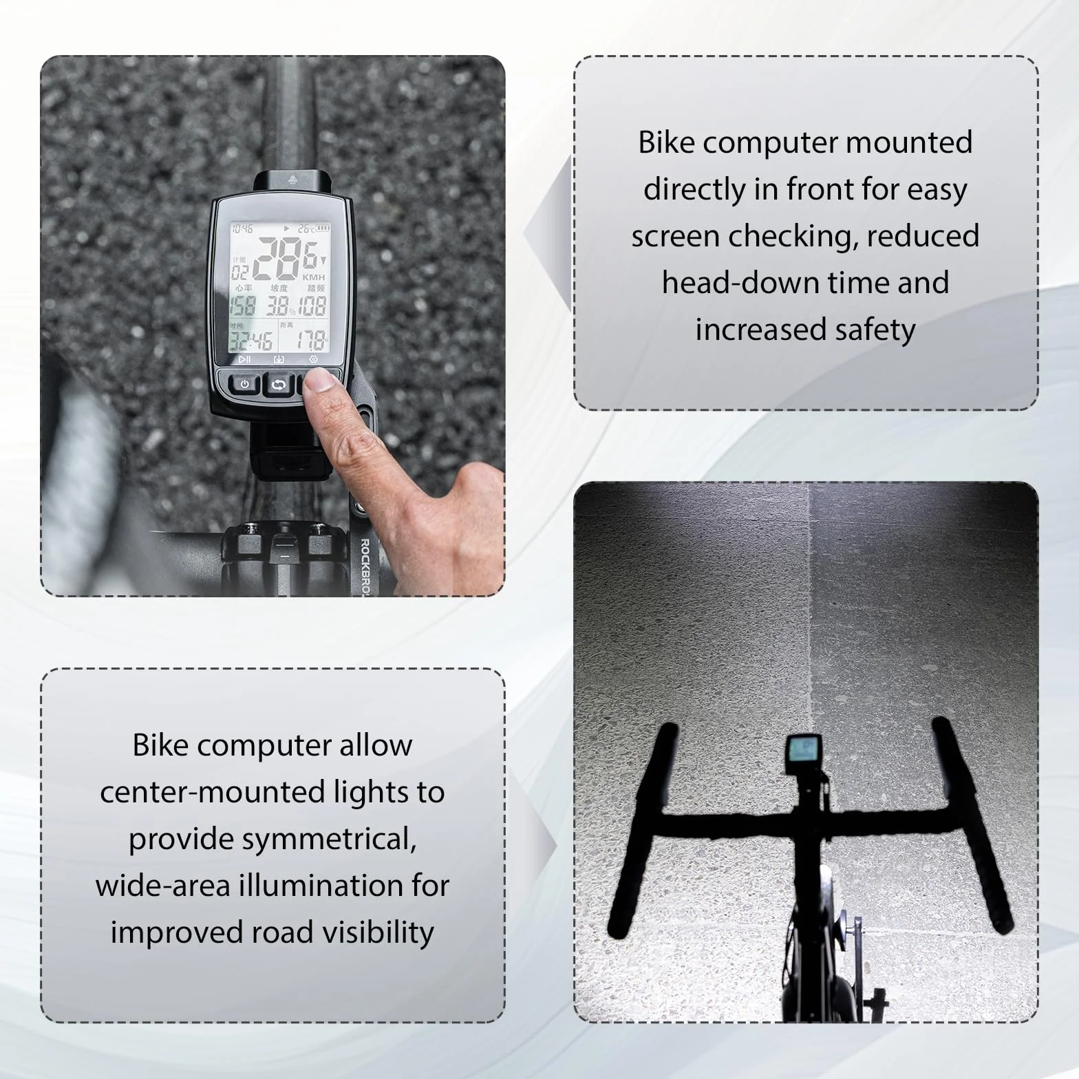 ROCKBROS Uchwyt na komputer rowerowy do Garmin i Bryton GPS, kompatybilny z kamerą sportową i światłem, 31,8 mm, MTB