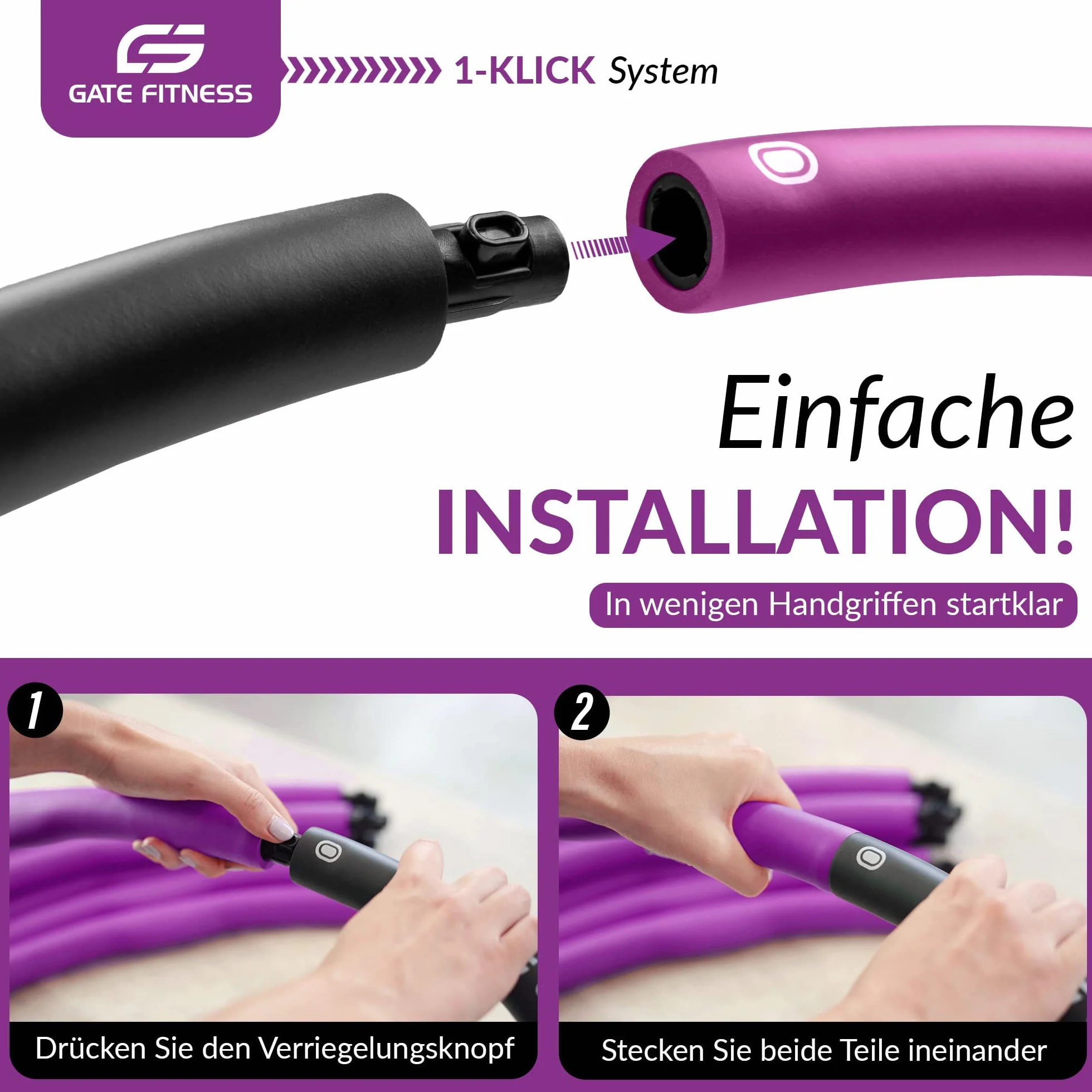 GATE FITNESS Hula Hop dla dorosłych i dzieci, odchudzanie, 1,2-2 kg, 6-8 segmentów, wzór falisty, pianka