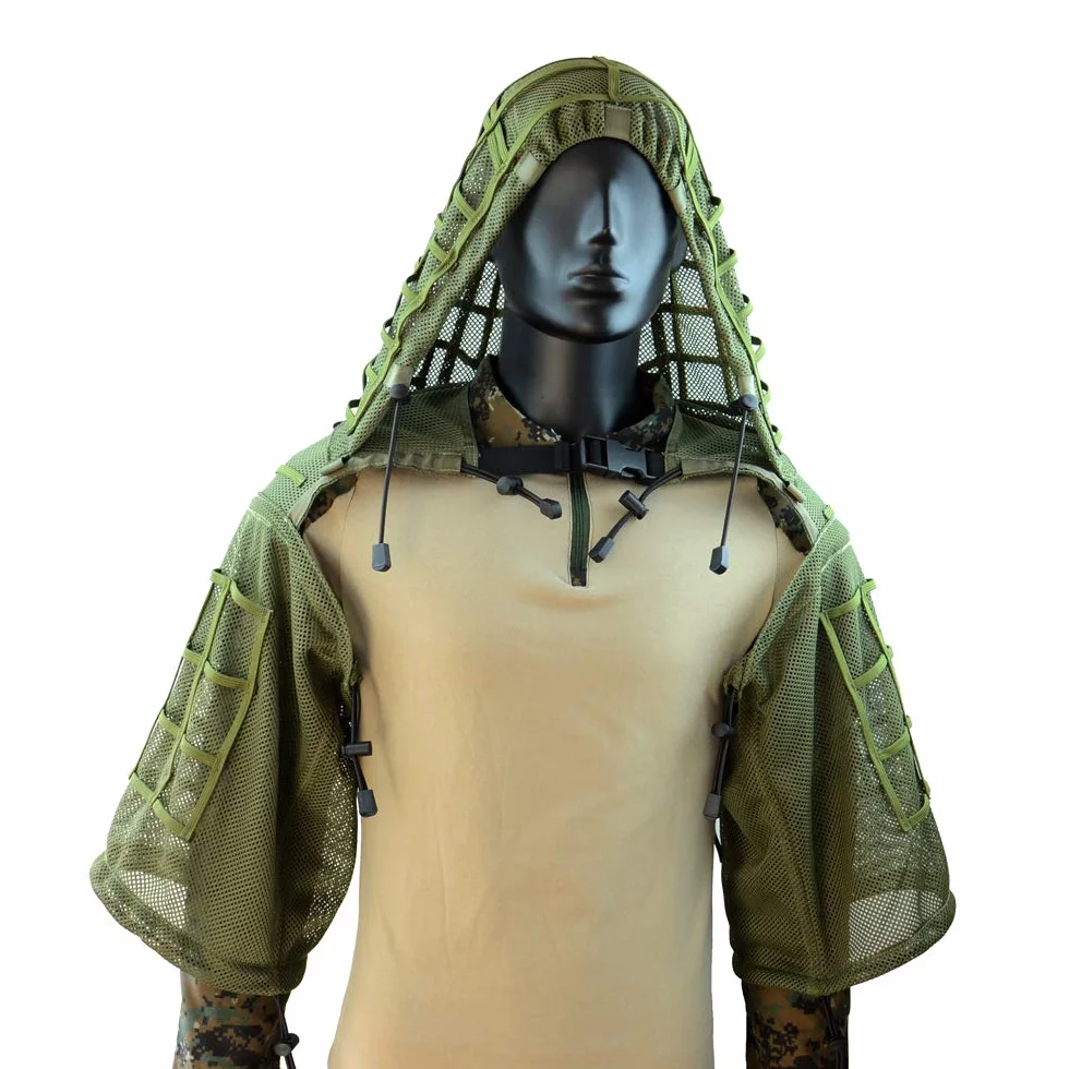 ROCOTACTICAL Sniper Ghillie Suit Foundation, Ripstop, Ghillie Viper Hood, kamuflażowy płaszcz snajperski