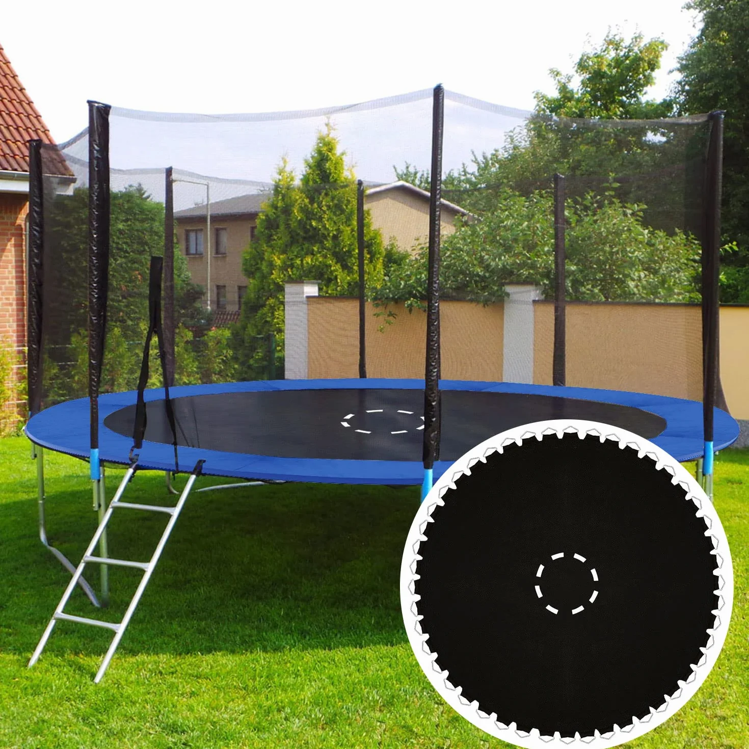 SPRINGOS mata do skakania z 72 metalowymi oczkami Ø mata: 318 cm do trampoliny o średnicy 366 cm (12 stóp), akcesoria do trampoliny