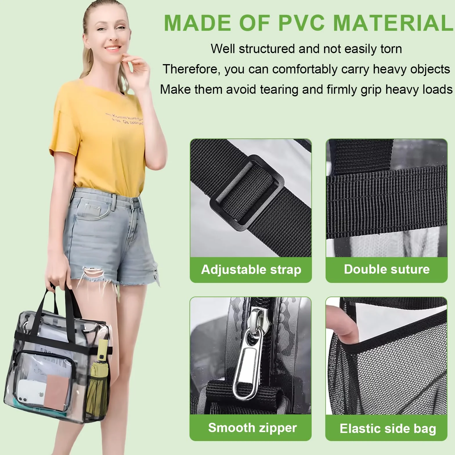 Przezroczysta torba PVC 31x30x15 cm na siłownię do biblioteki