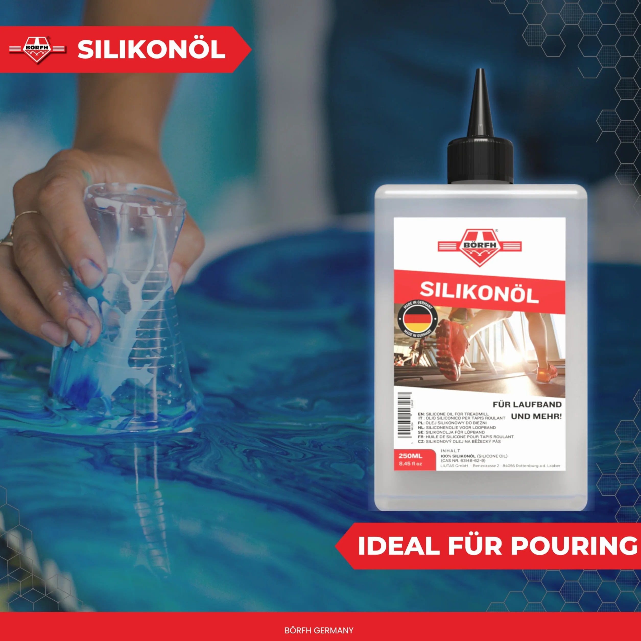 Olej silikonowy 250 ml – 100% czysty olej silikonowy do bieżni i sprzętu sportowego, nietoksyczny, idealny do gospodarstwa domowego i artystów, olej silikonowy, idealny do pouringu akrylowego i