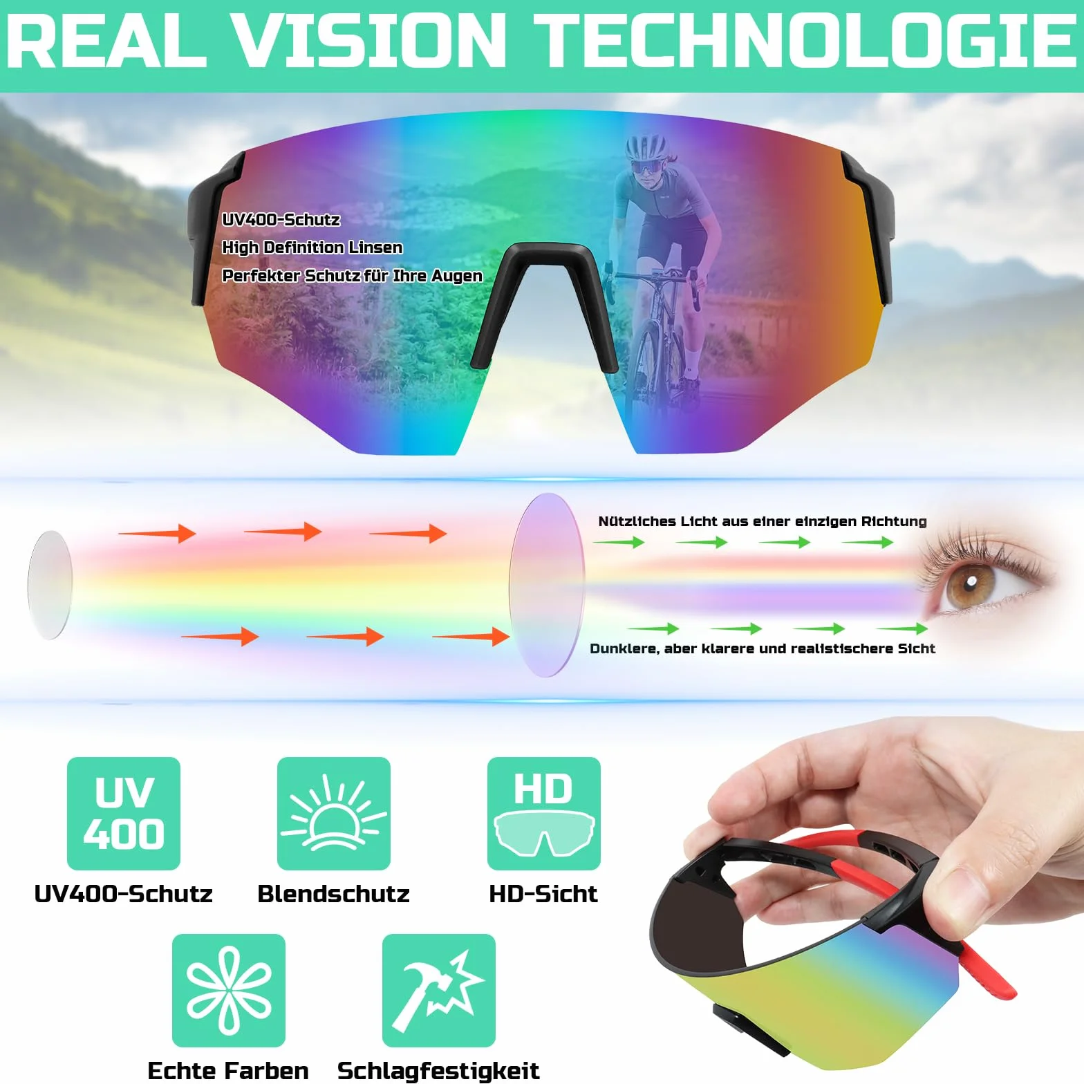 Szybkie okulary, zielone, męskie i damskie, ochrona UV400, wiatroszczelne i odporne na zaparowanie, okulary rowerowe do jazdy na rowerze MTB, rower wyścigowy, narty, bieganie, wędkowanie