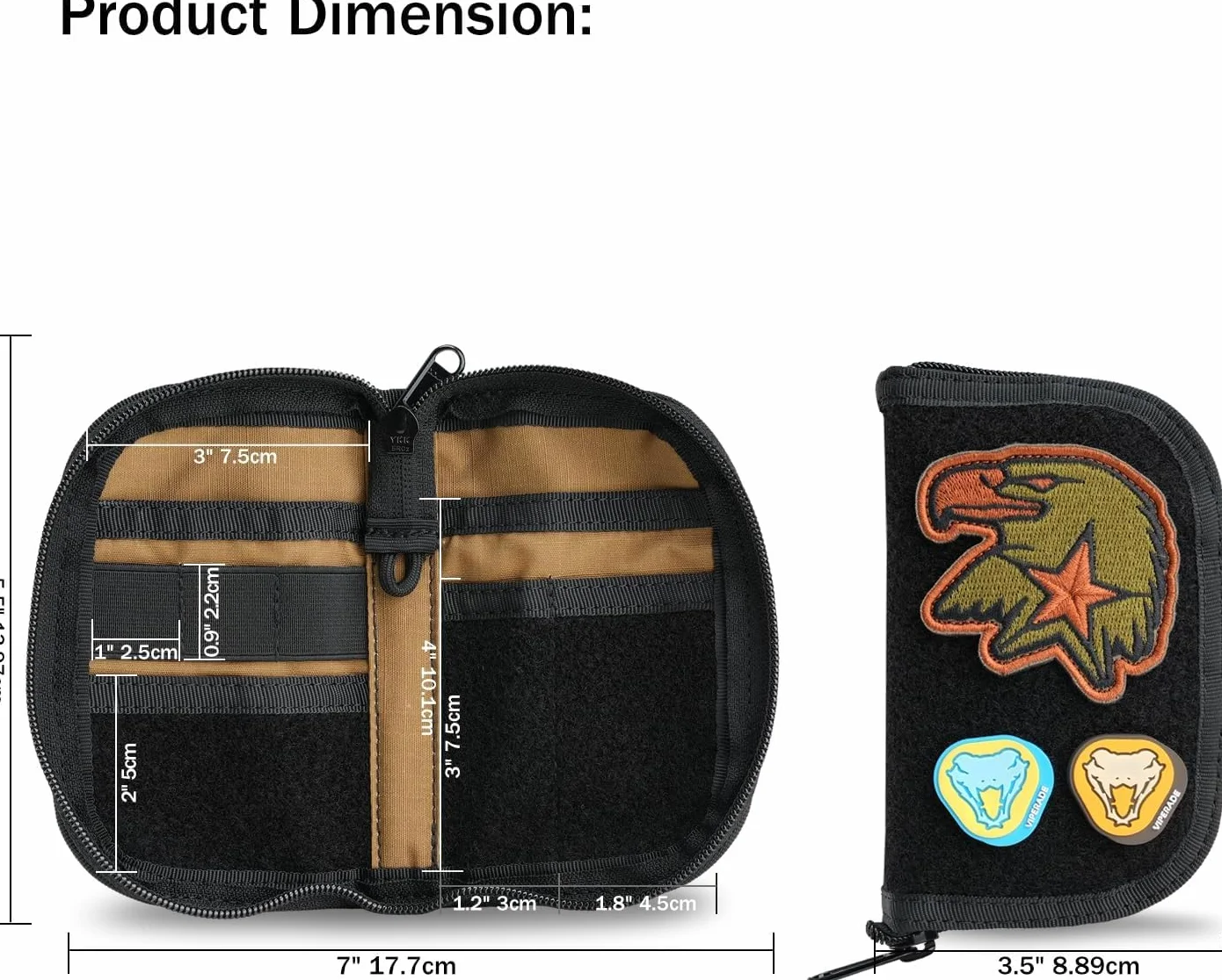 VIPERADE VE20 EDC mały organizer kieszonkowy z 8 przegródkami, torba na narzędzia z naszywkami, panel wystawowy
