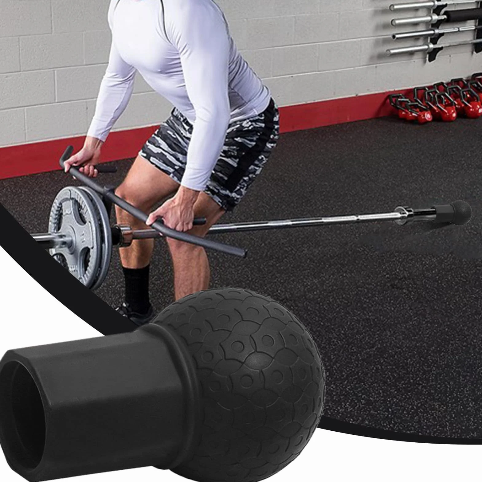 Przystawka do przysiadów w kopalni lądowej – obrotowy sztanga do treningu siłowego | Odporna na zużycie guma z konstrukcją nośną, fitness kulturystyka, sprzęt dla sportowców domowych na siłowni