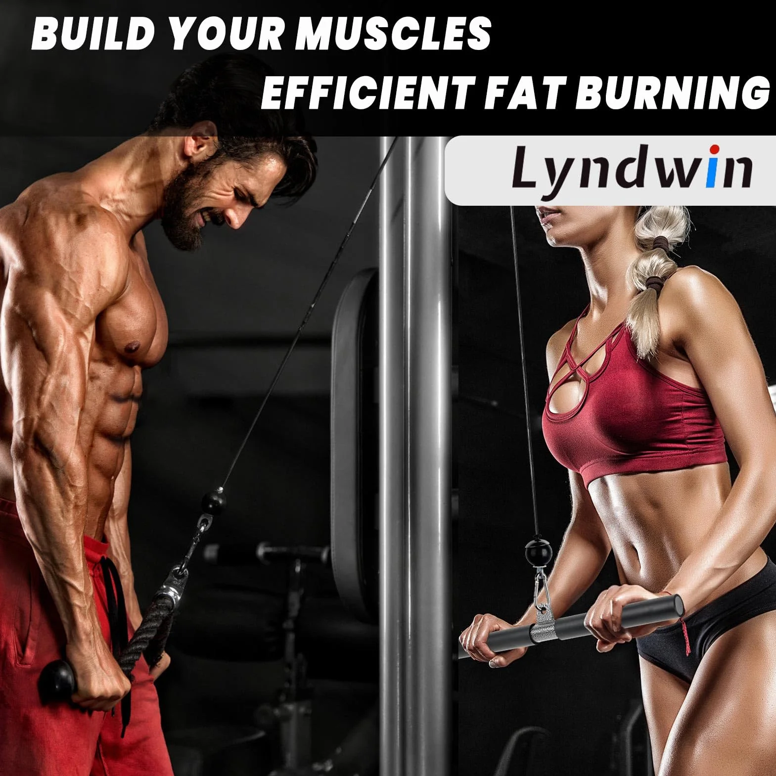 System bloczków do treningu w domu LAT PULL DOWN, 3w1 podwójny system bloczków z obciążeniem do ćwiczeń klatki piersiowej, tricepsów, bicepsów, ramion i pleców – sprzęt fitness