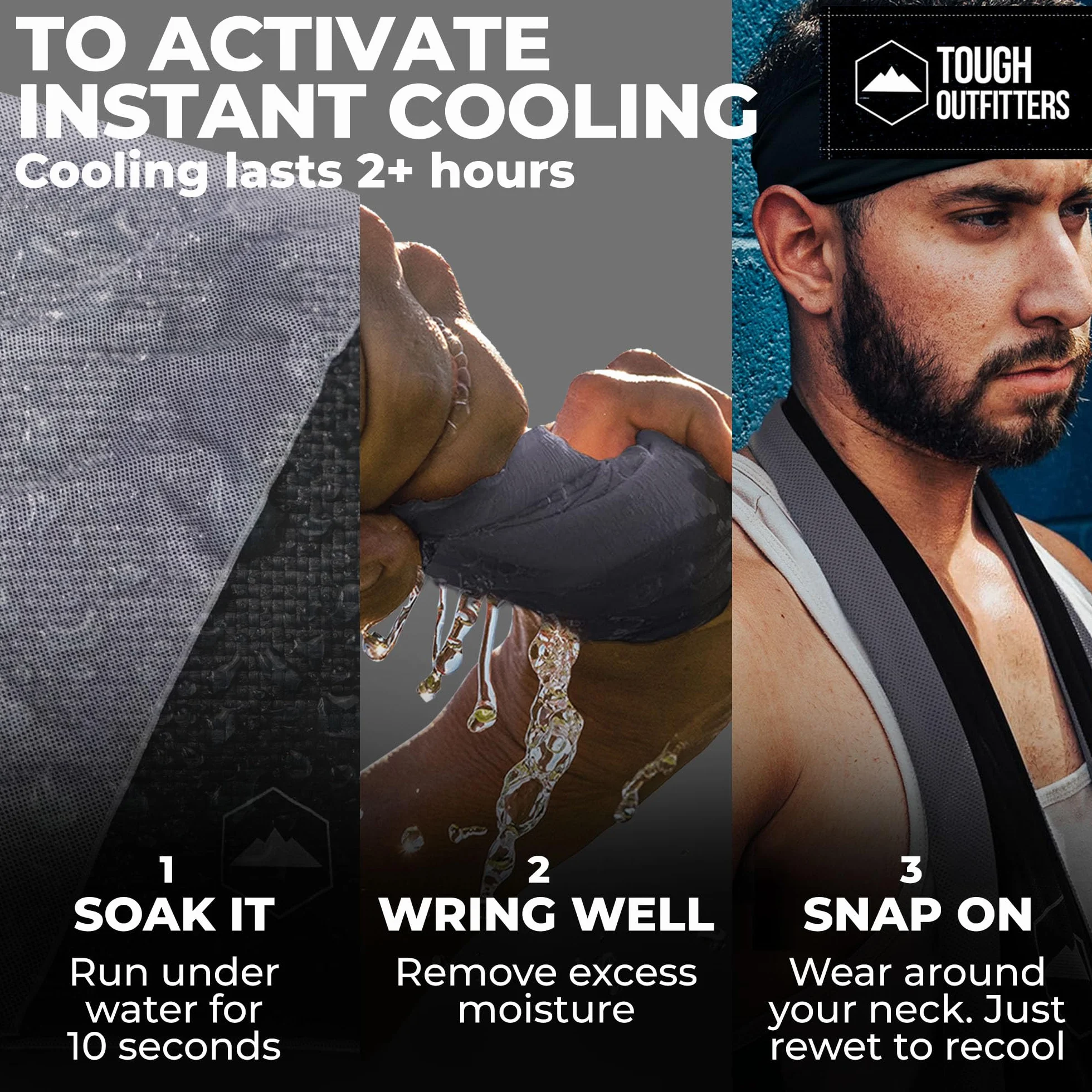 Tough Outdoors Ręczniki chłodzące – ręcznik do lodu, ręcznik dresowy, ręczniki chłodzące na szyję i twarz oraz chłodzące opaski na szyję na letnie upały – chłodziarka na szyję do szybkiego schładzania