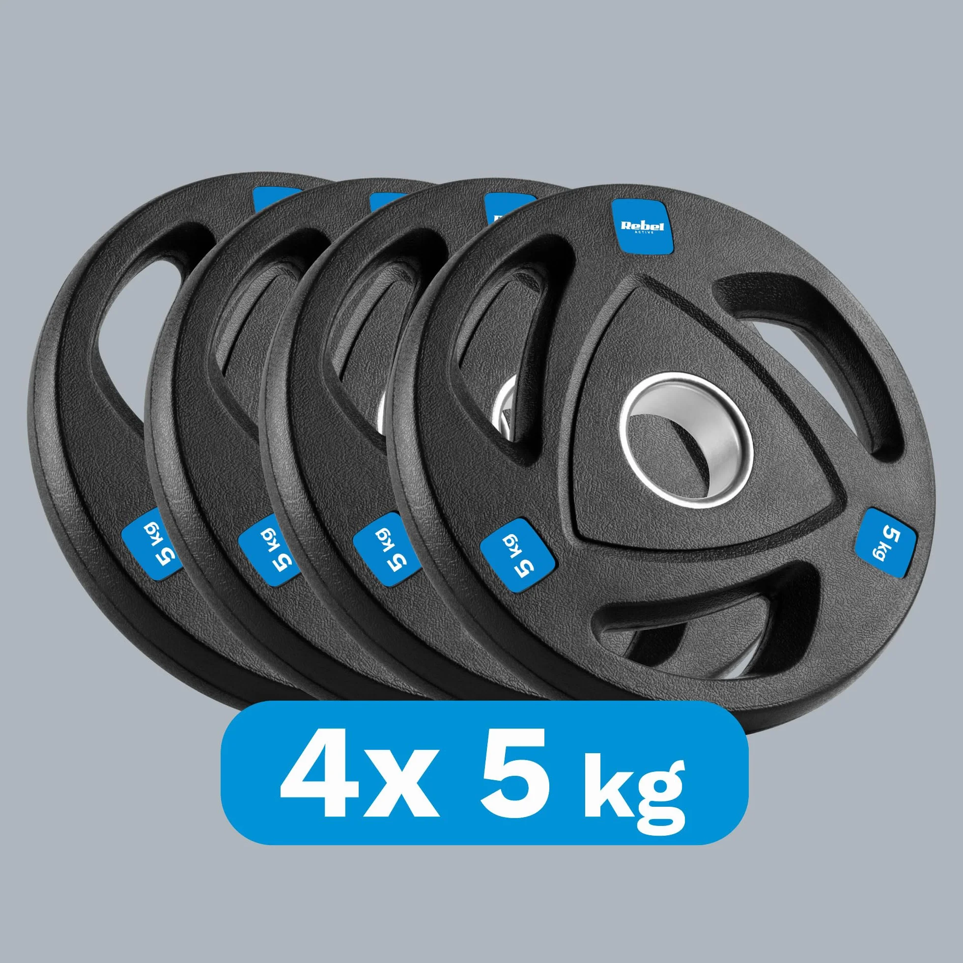 Rebel Zestaw Obciążeń Żeliwnych Gumowanych 4x5kg Otwór Olimpijski 51mm