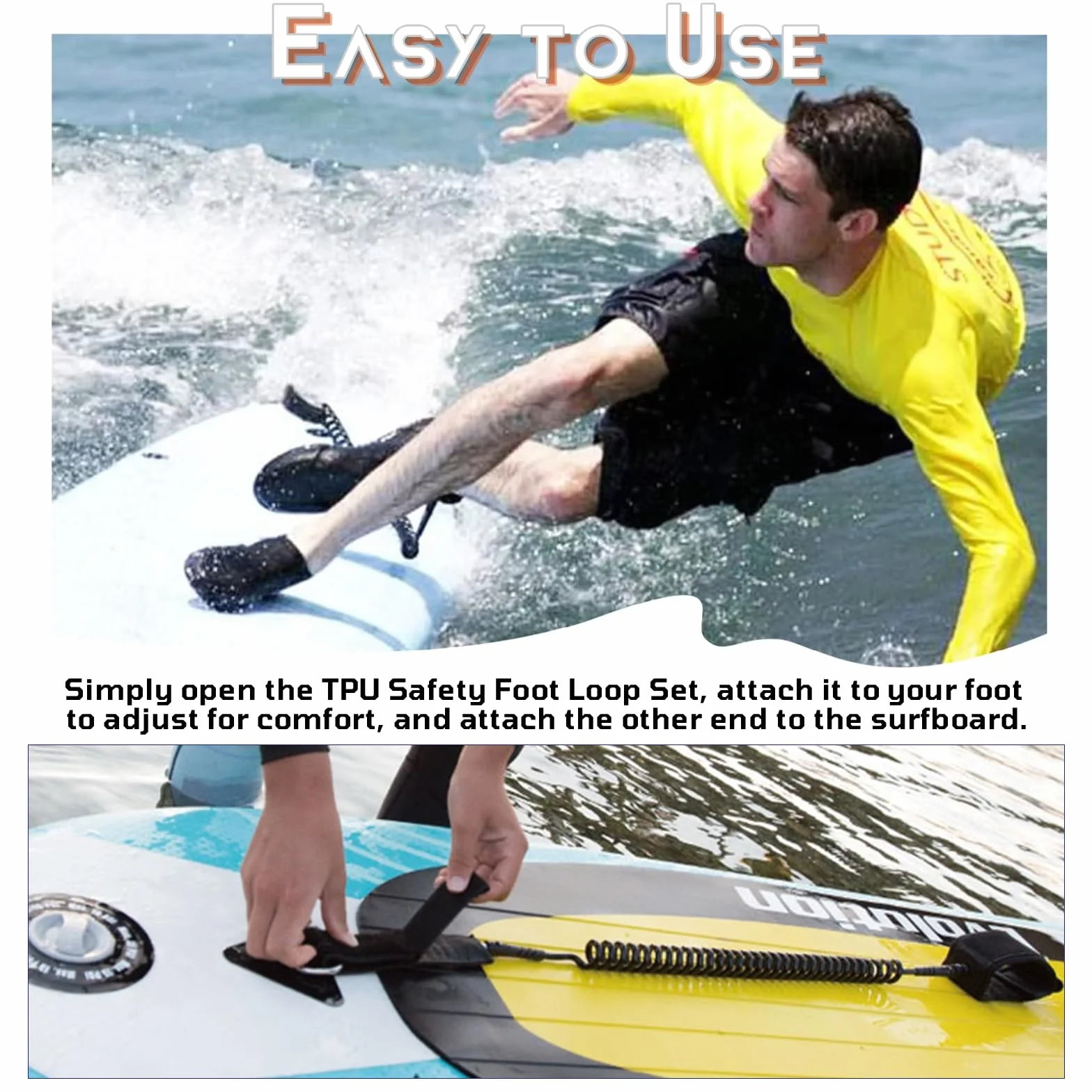 MAEXUS® SUP Leash, 7 mm SUP Leash deska surfingowa, pasek na stopę, pas bezpieczeństwa z szybkim zapięciem, do sportów wodnych, nadmuchiwana, deska surfingowa, regulowana 90-300 cm