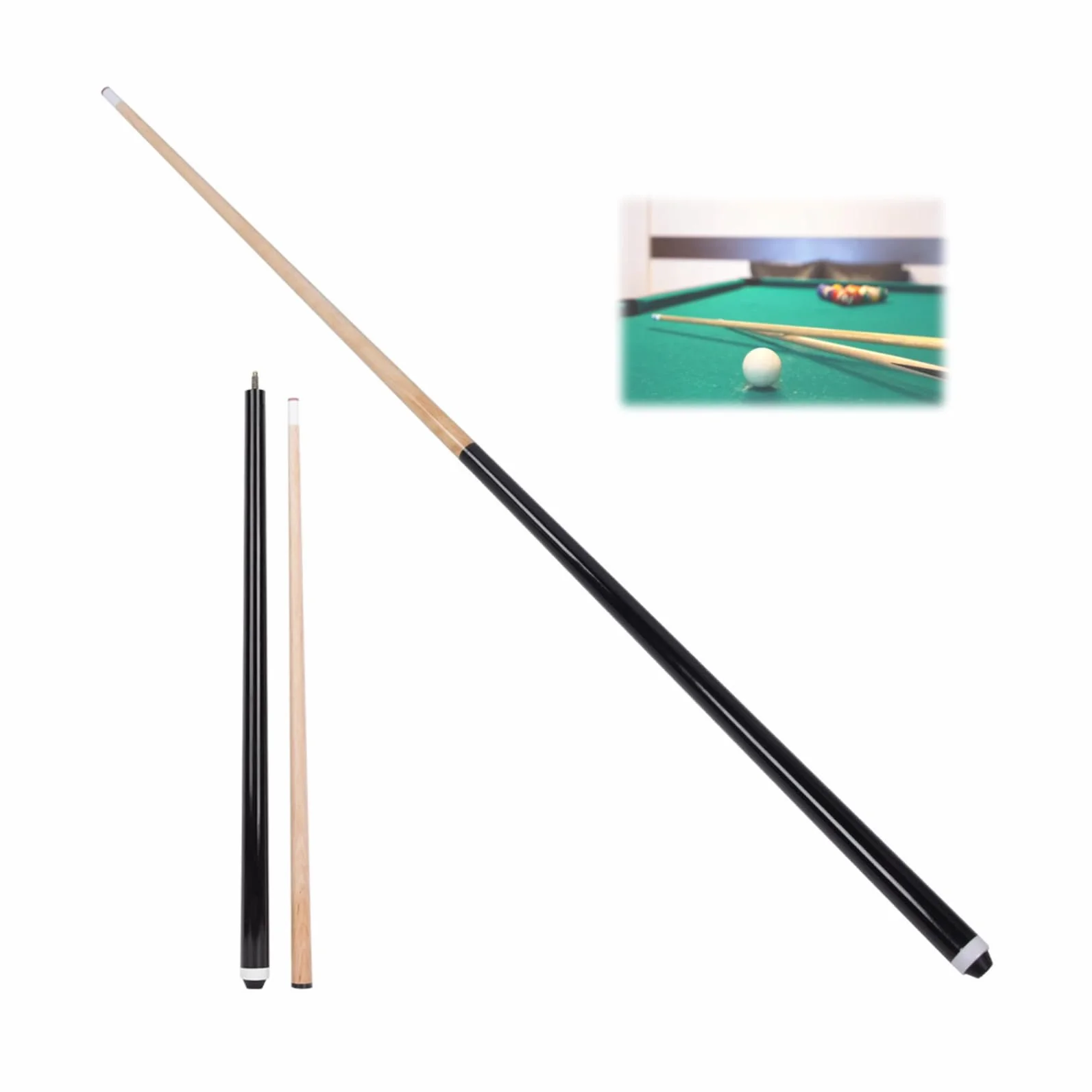 Kij bilardowy dla dzieci 120cm, zestaw 2 drewnianych kijów bilardowych