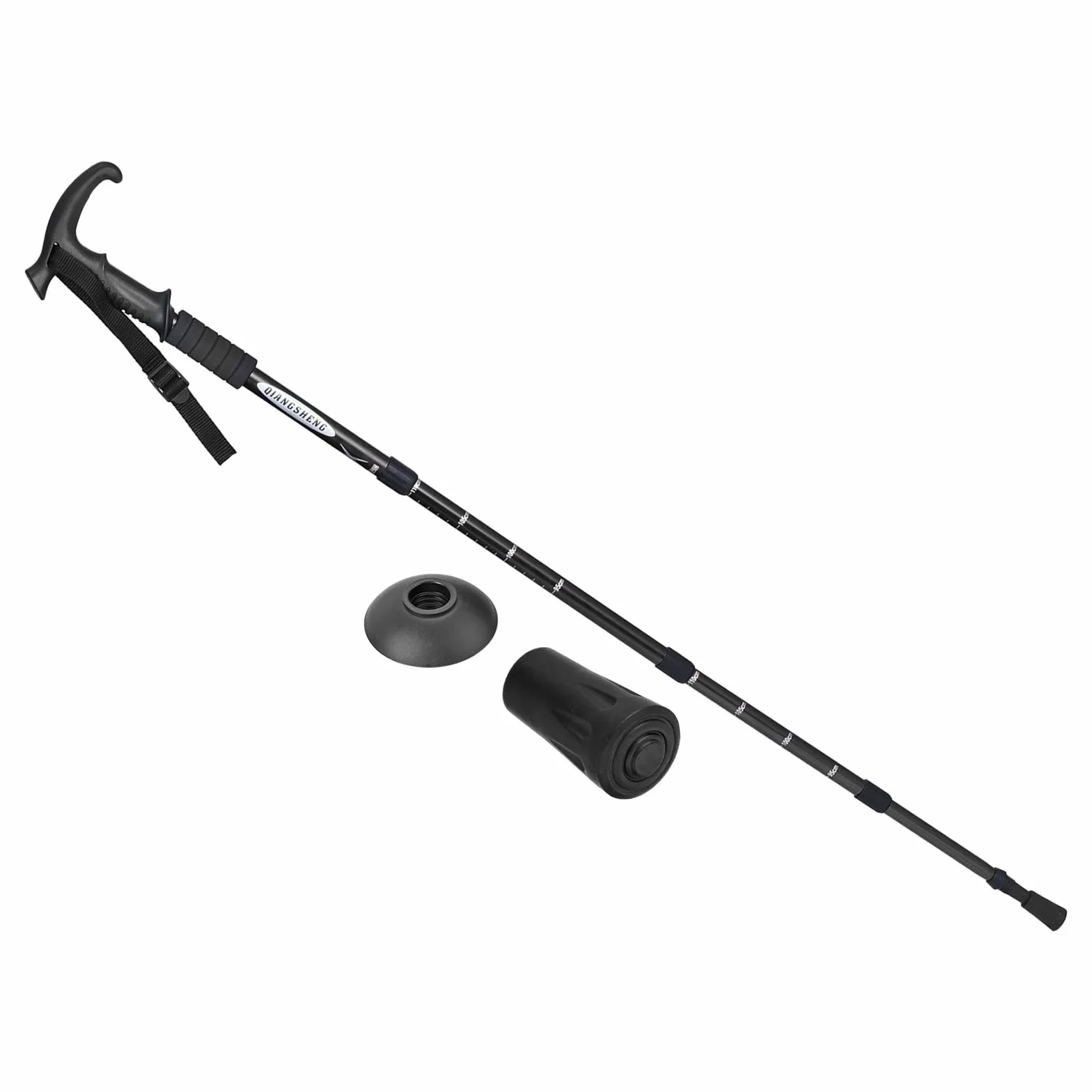 PATIKIL Kijki trekkingowe, składany teleskopowy kij trekkingowy, 53-109 cm, uchwyt T z koszem błotnym, stop aluminium, do wędrówek na świeżym powietrzu, na spacery, kemping, czarny