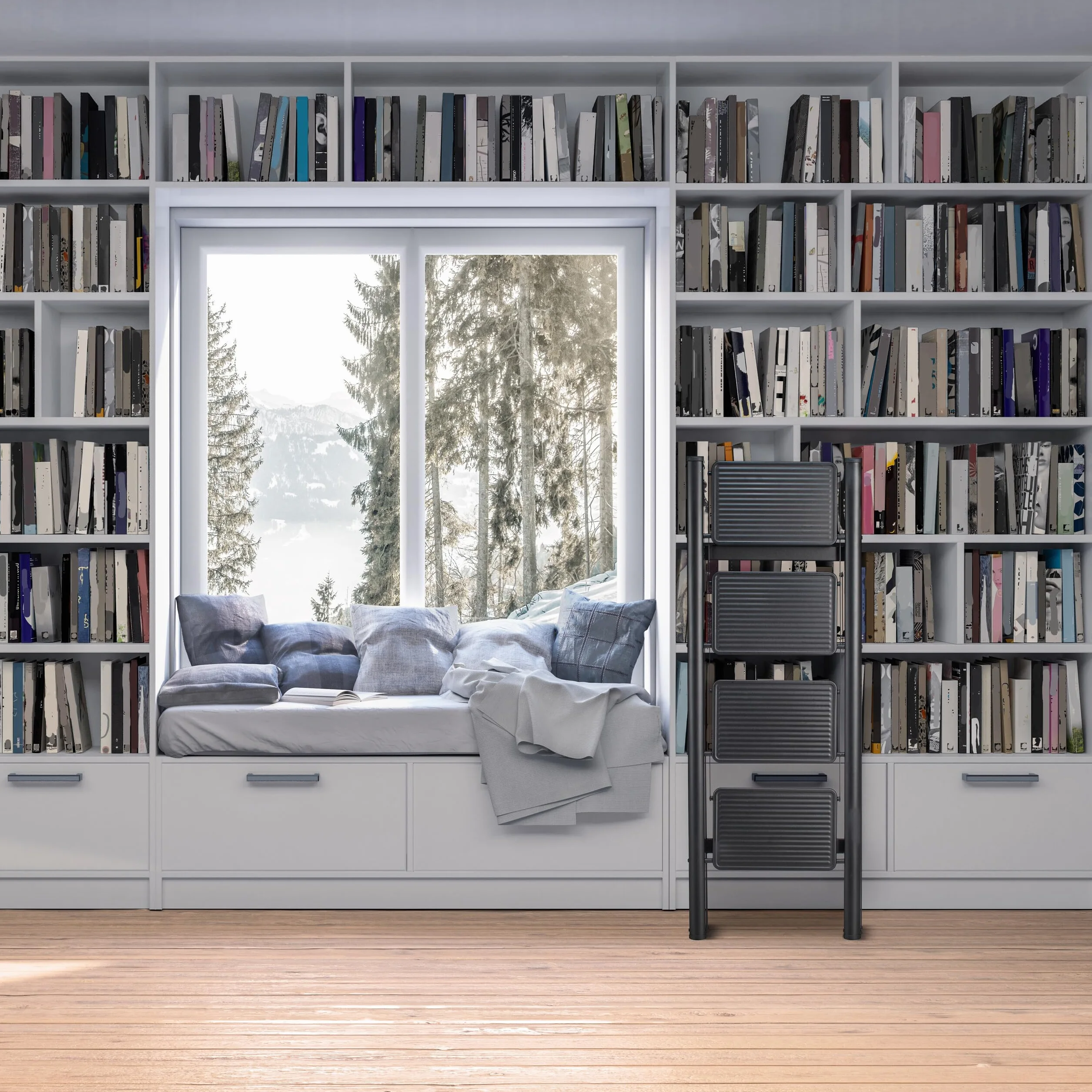 Relaxdays Drabina składana 4 stopnie stalowa 120 kg 109x42x84 cm czarna