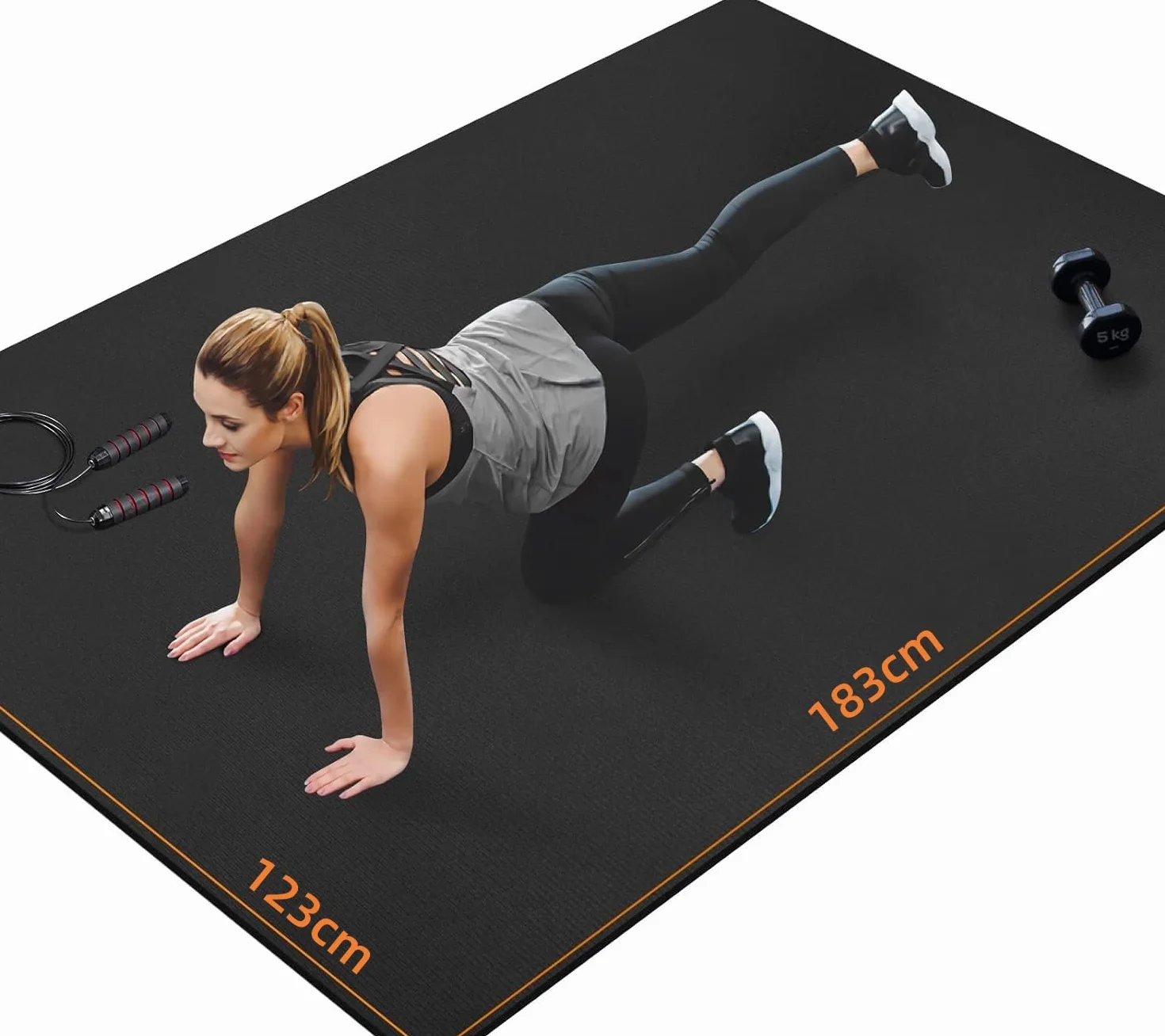 innhom Duża mata do ćwiczeń, mata fitness do domu, na siłownię, do fitnessu, ćwiczeń na podłodze, HIIT, cardio, pracy na siłowni, sprzęt, wytrzymała gumowa wykładzina podłogowa do siłowni